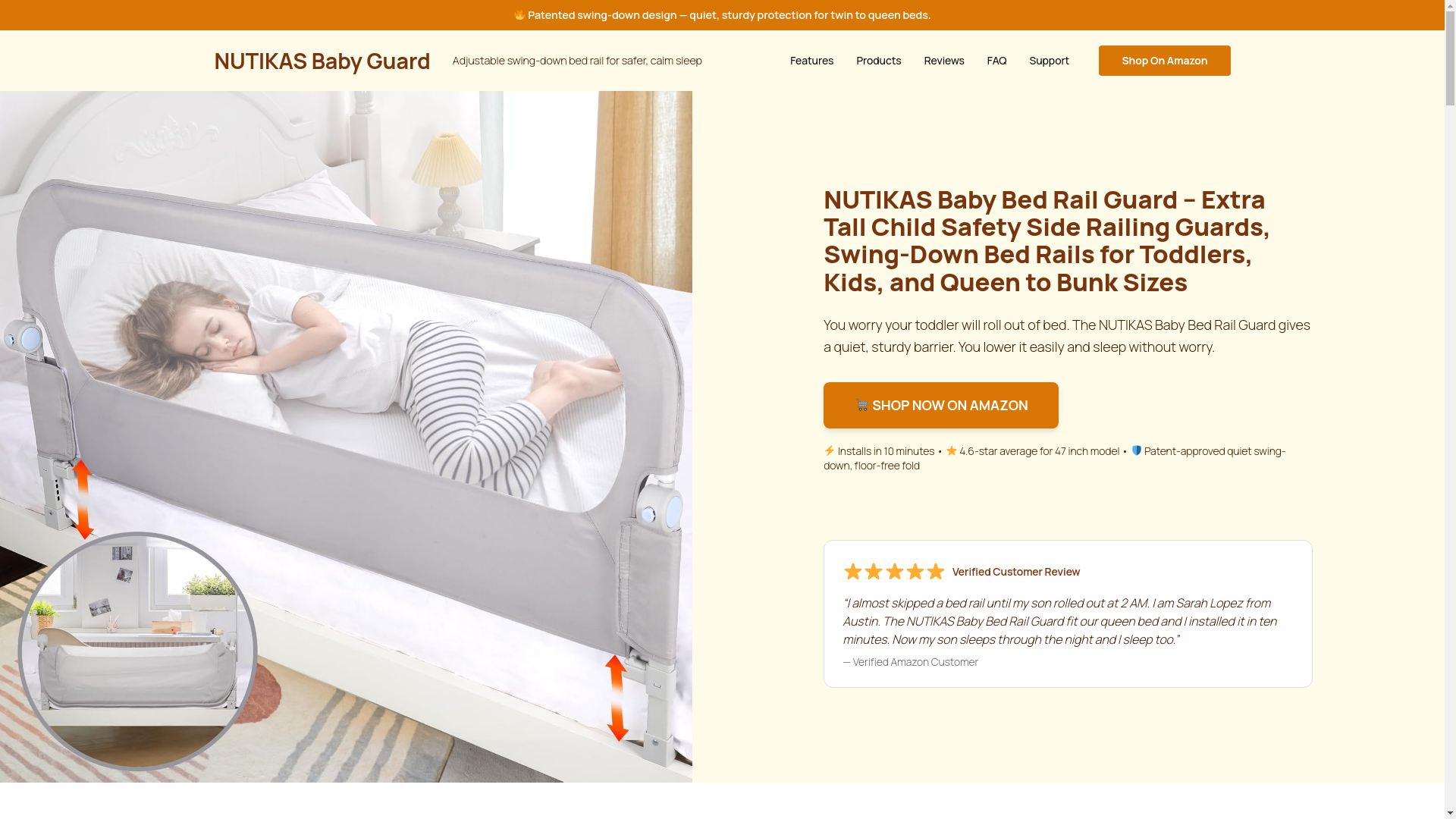 website screenshot of https://nutikasbabybedrail.com/