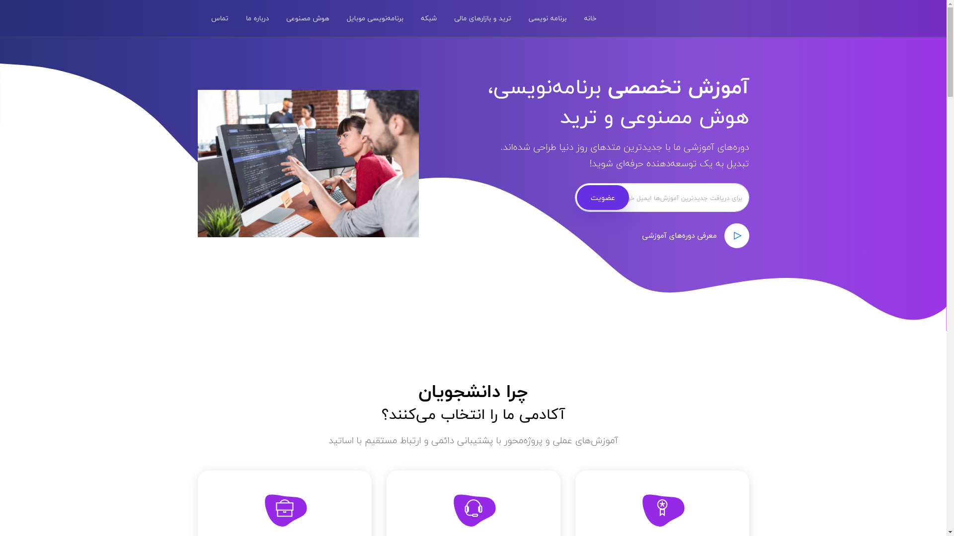 website screenshot of https://programminginstitute.ir/