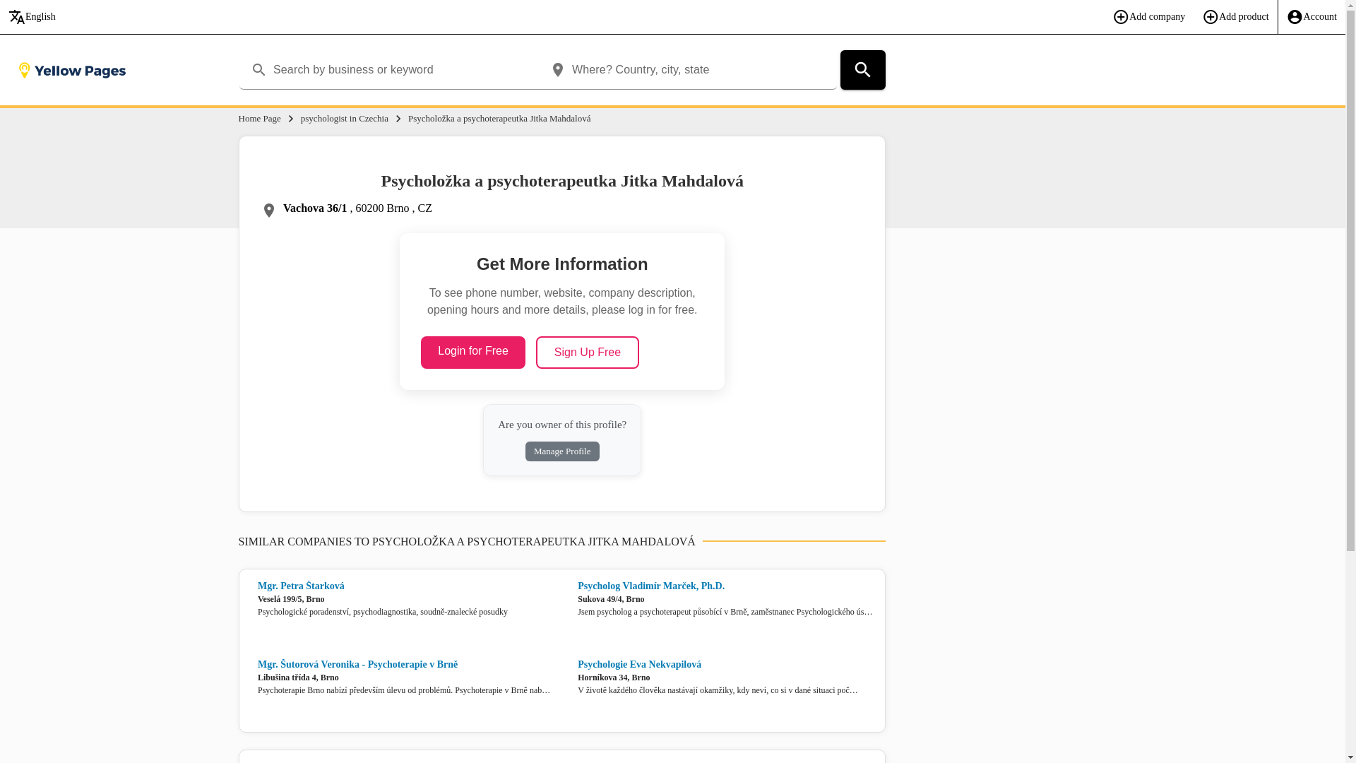 website screenshot of https://www.yellowpages.net/profil-437483-psycholozka-a-psychoterapeutka-jitka-mahdalova-brno.html
