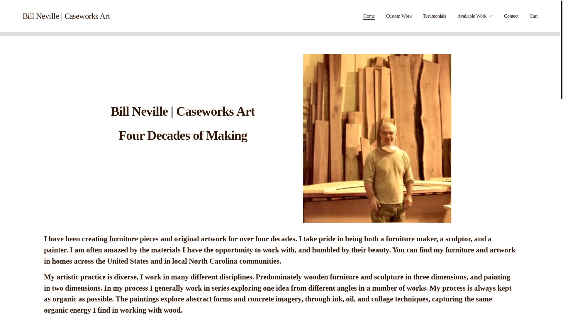 website screenshot of https://billnevillecaseworksart.com/