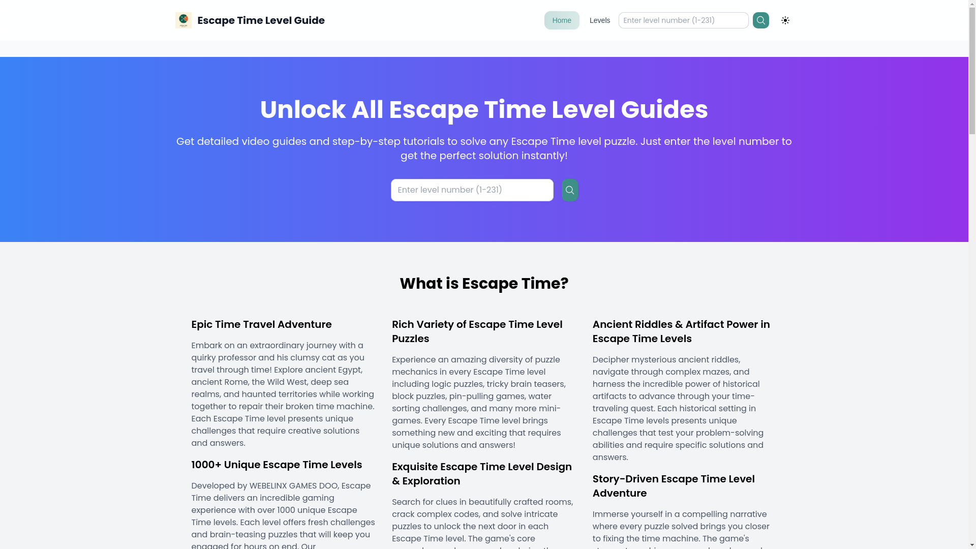 website screenshot of https://escapetime.pages.dev/
