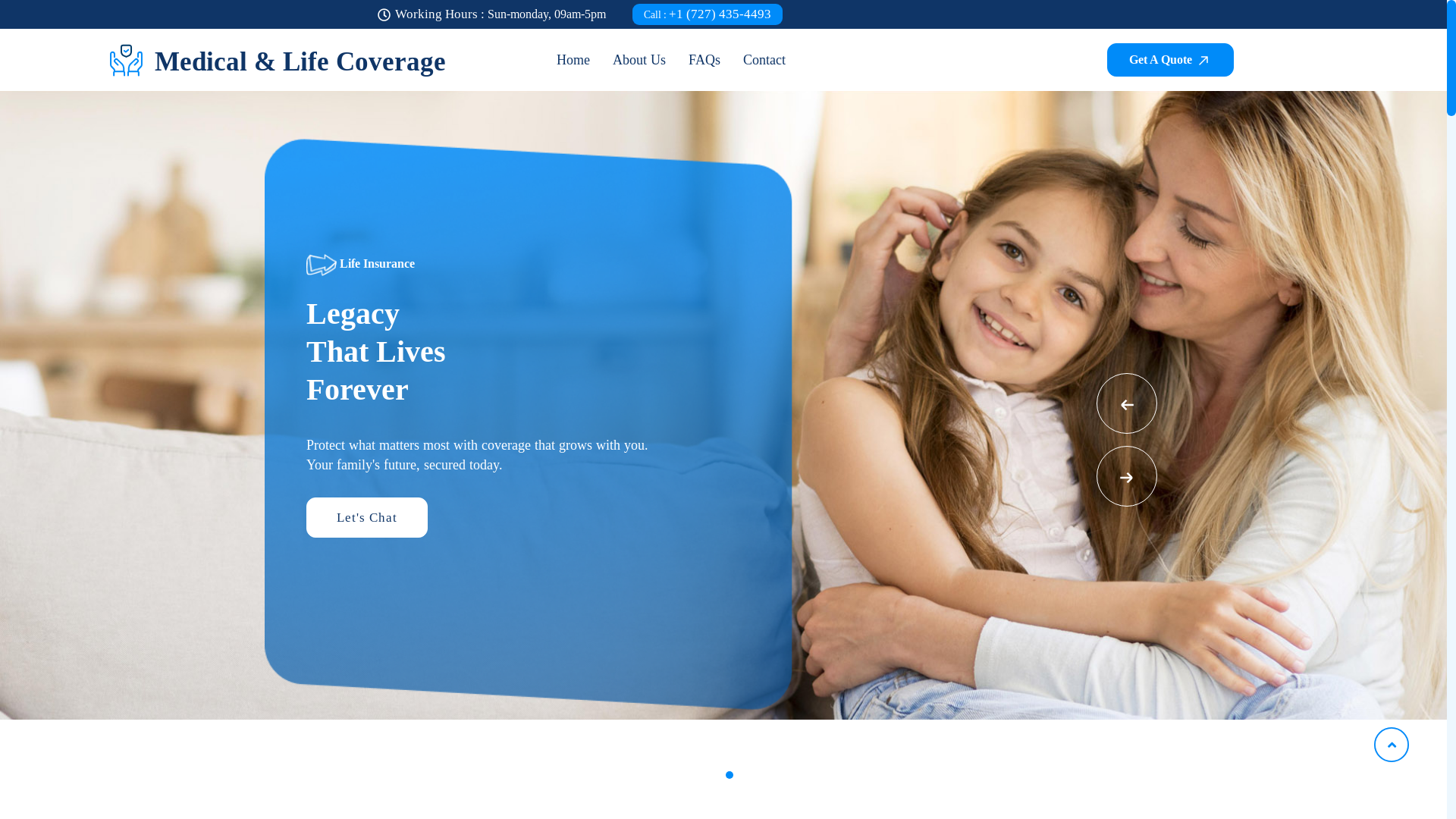 website screenshot of https://medicallifecoverage.com/