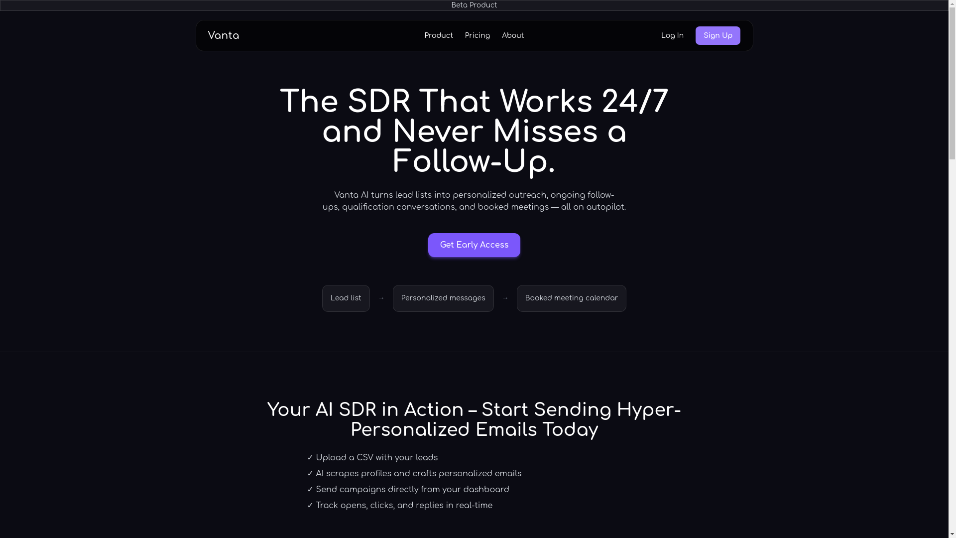 website screenshot of https://vanta-ai.xyz