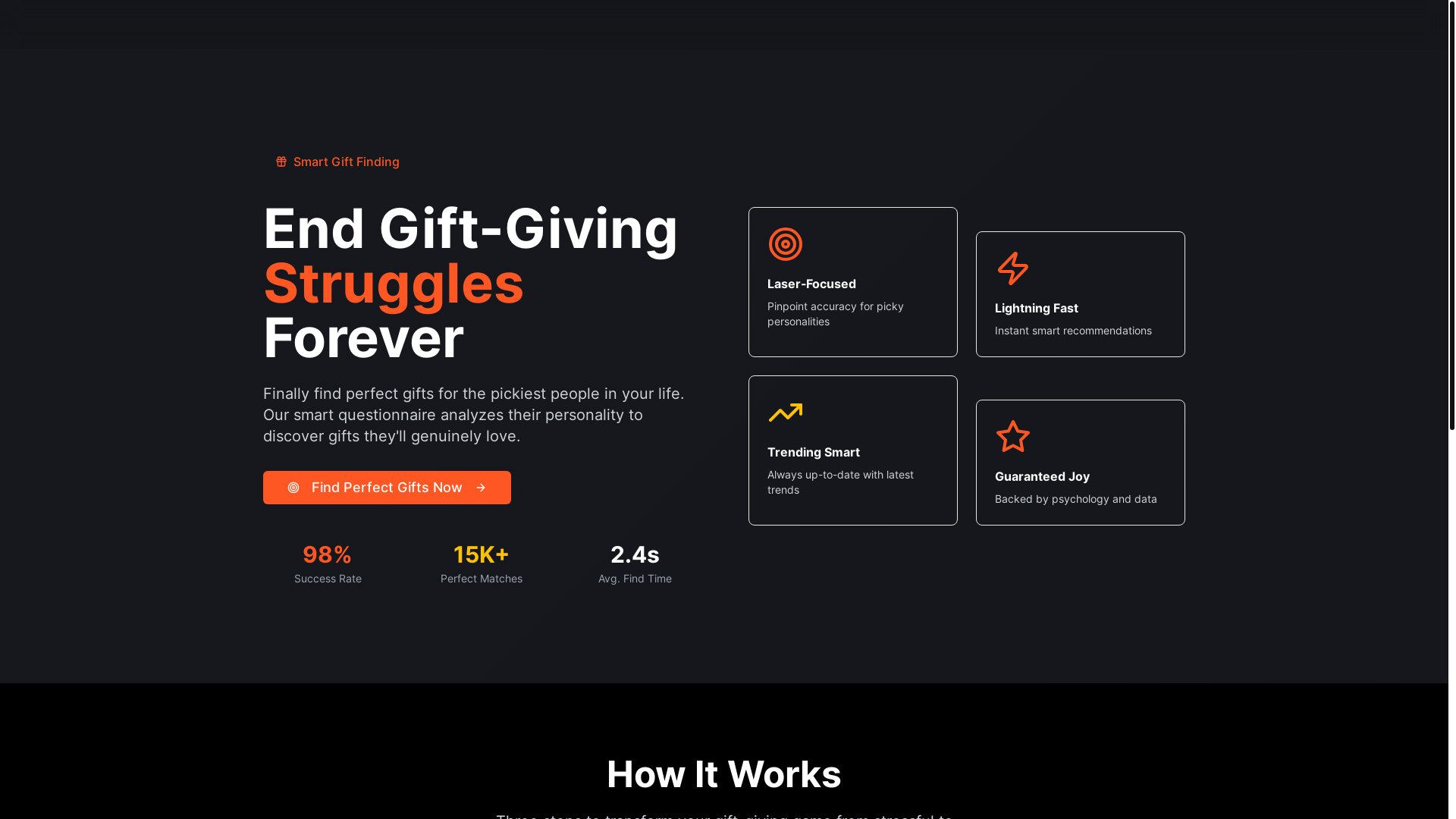 website screenshot of https://pickygifting.com/