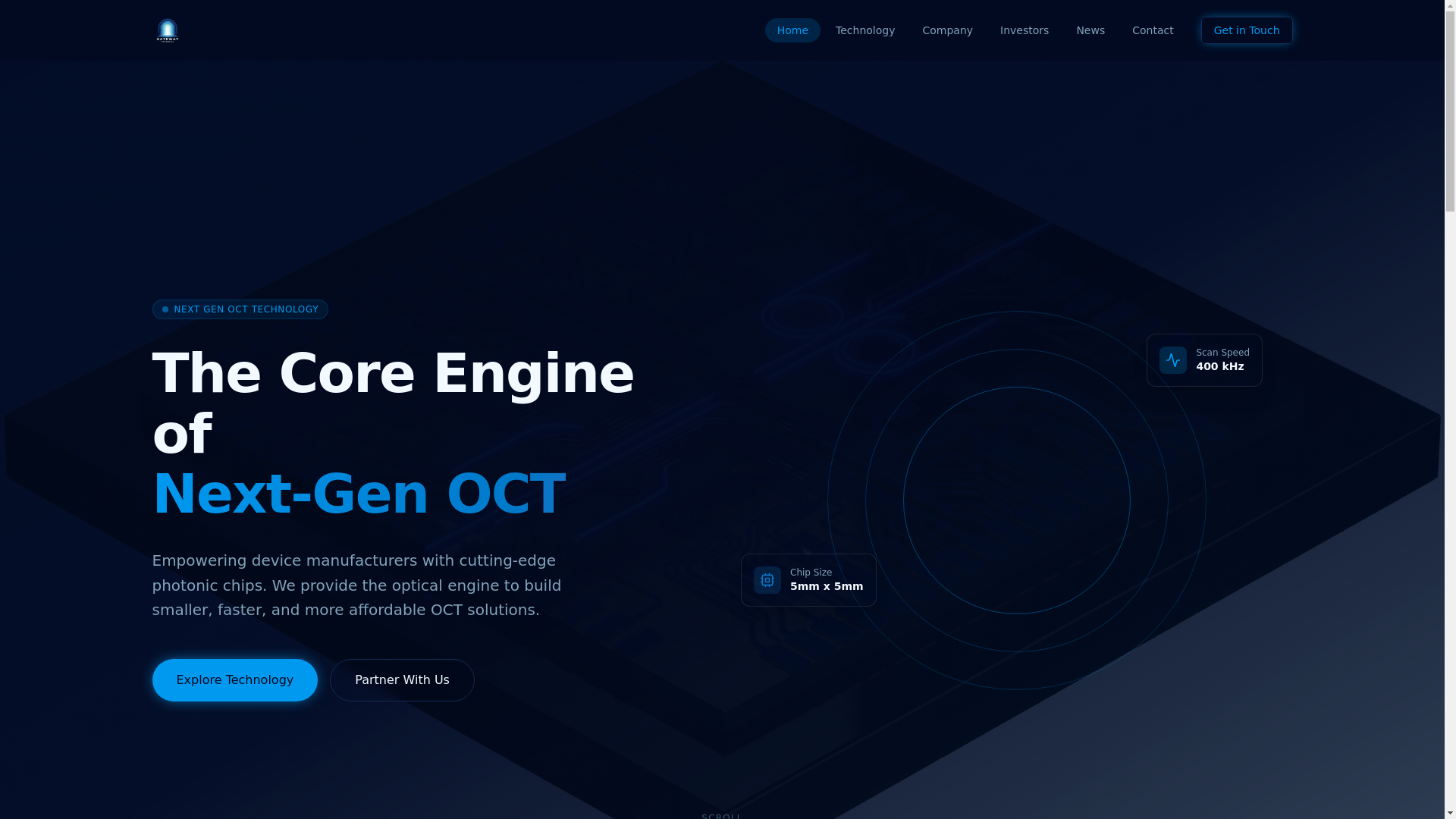 website screenshot of https://gatewayphotonics.com/