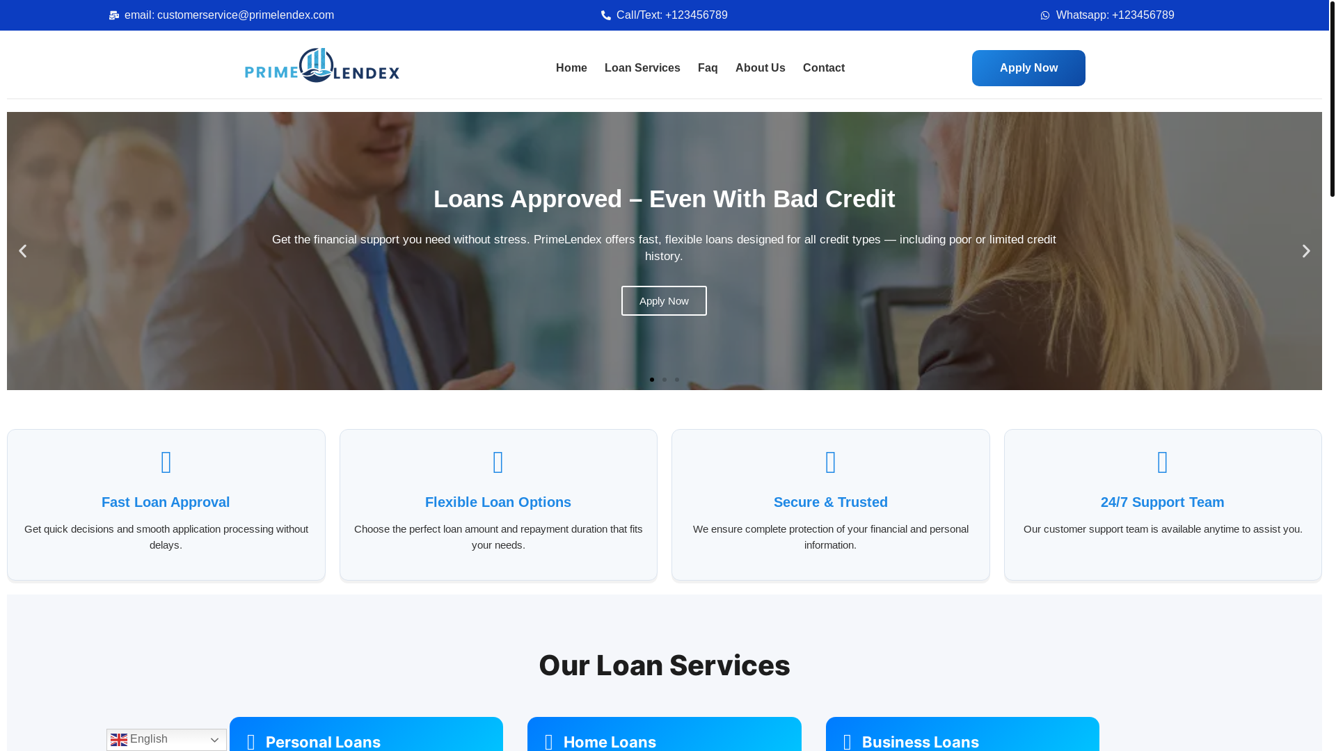 website screenshot of https://primelendex.com/