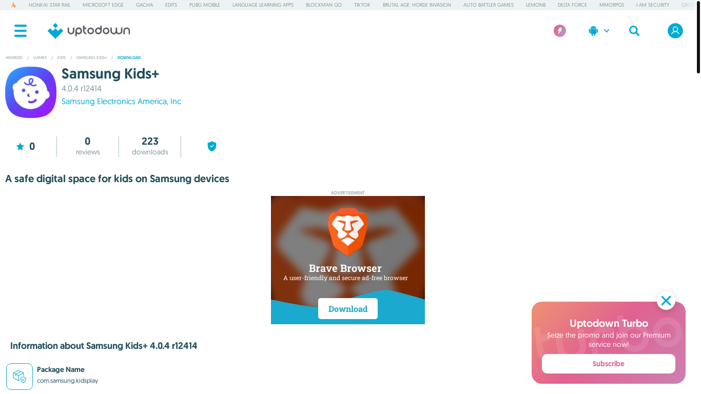 website screenshot of https://samsung-kidsplus.en.uptodown.com/android/download