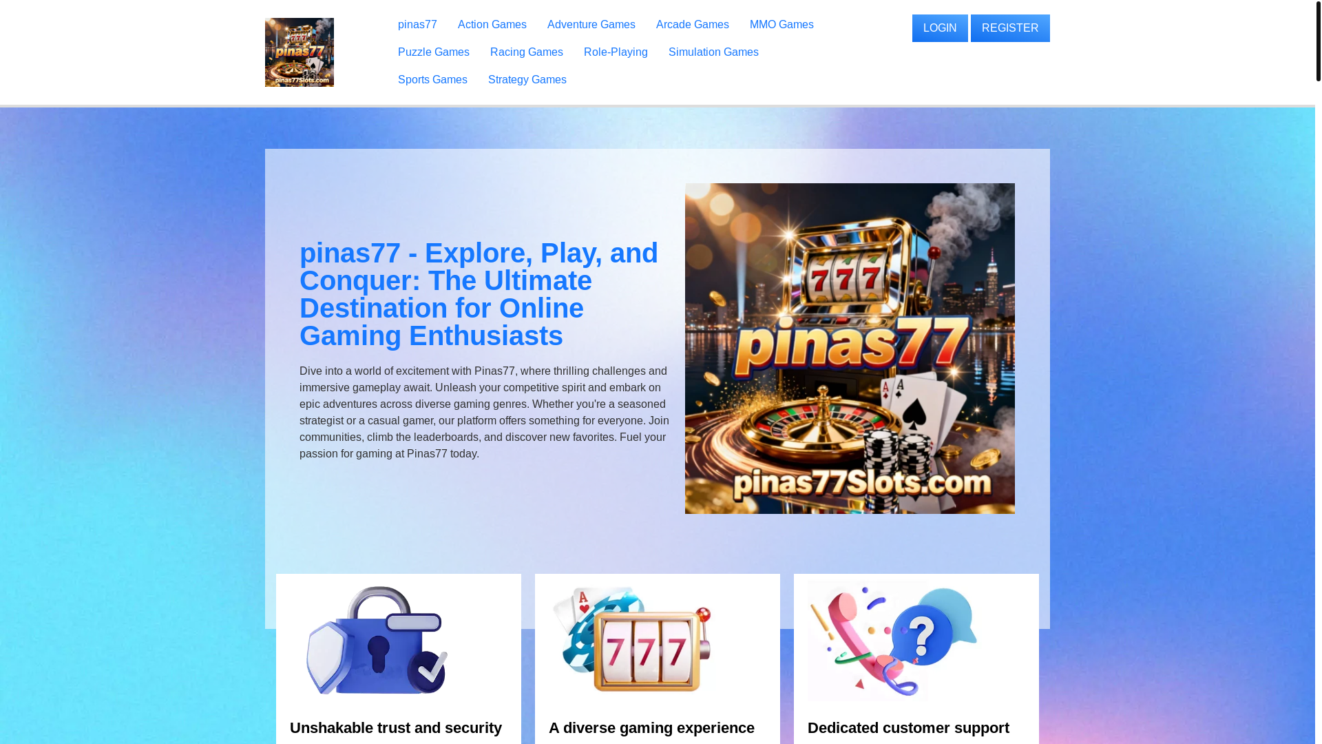website screenshot of https://pinas77slots.com/