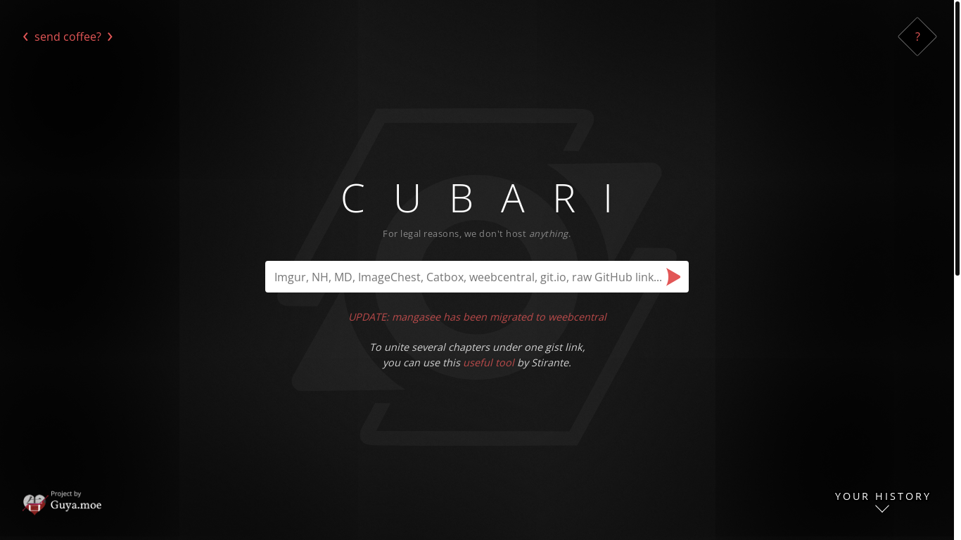 website screenshot of http://cubari.moe/