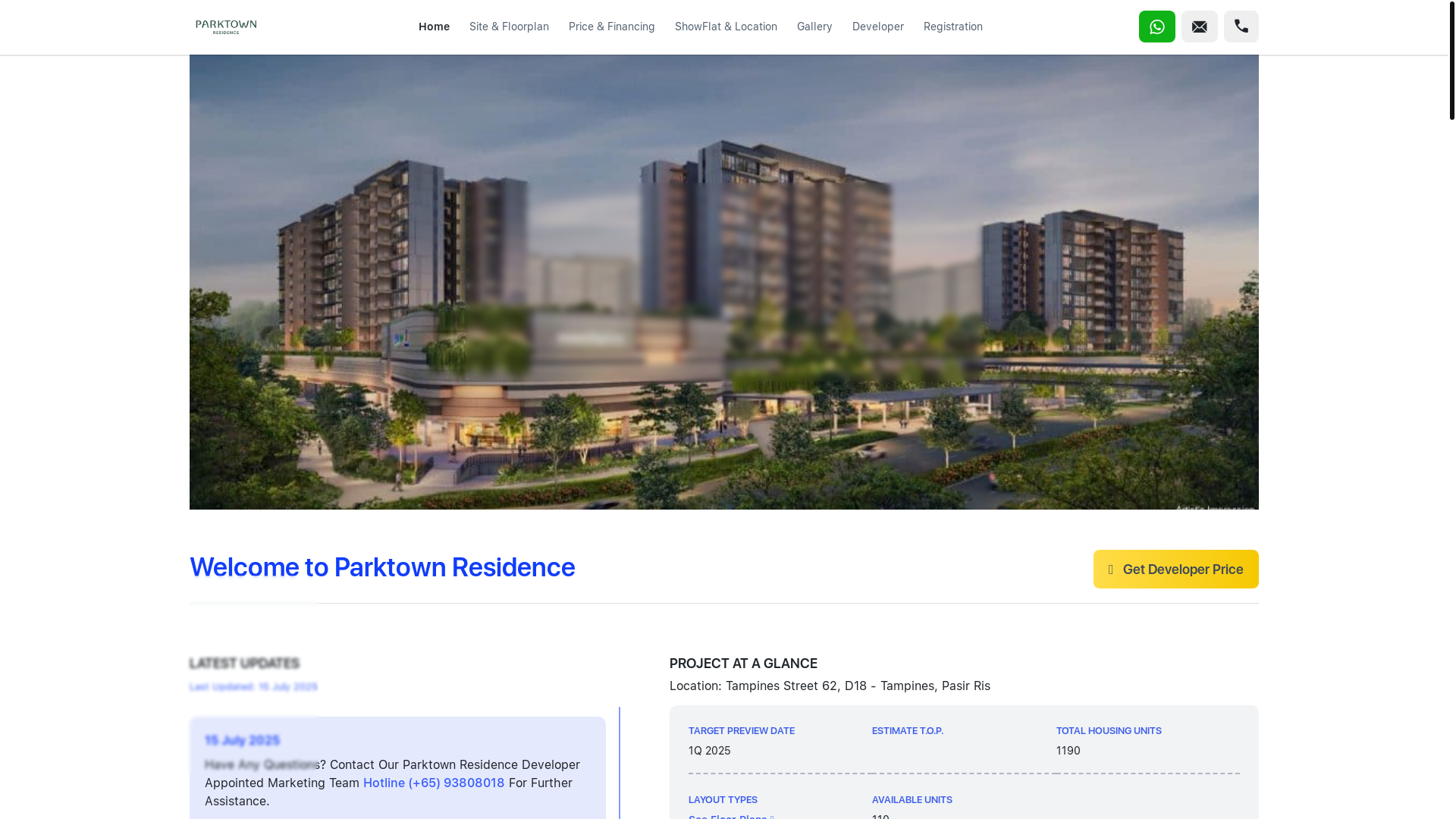 website screenshot of https://parktown-residence-official-developer.com/