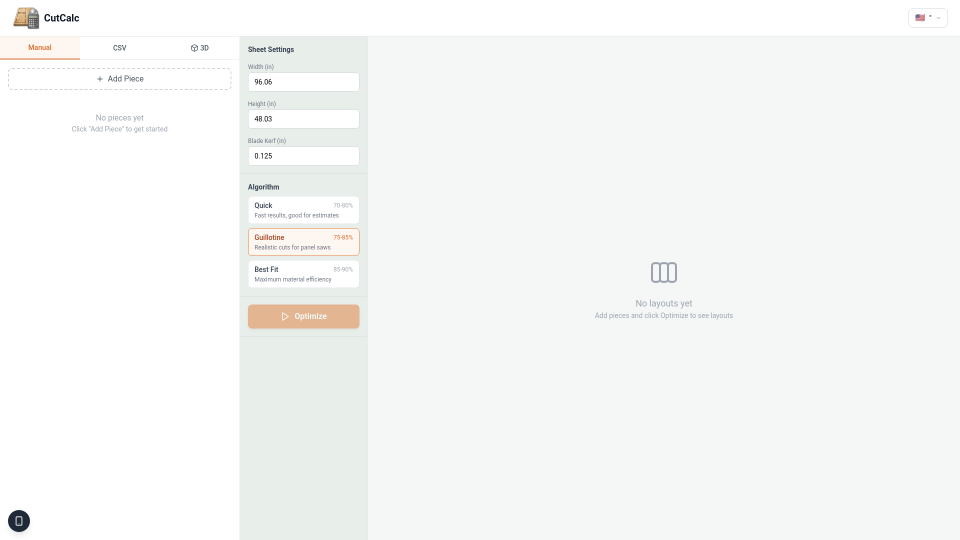 website screenshot of https://cutcalc.xyz/