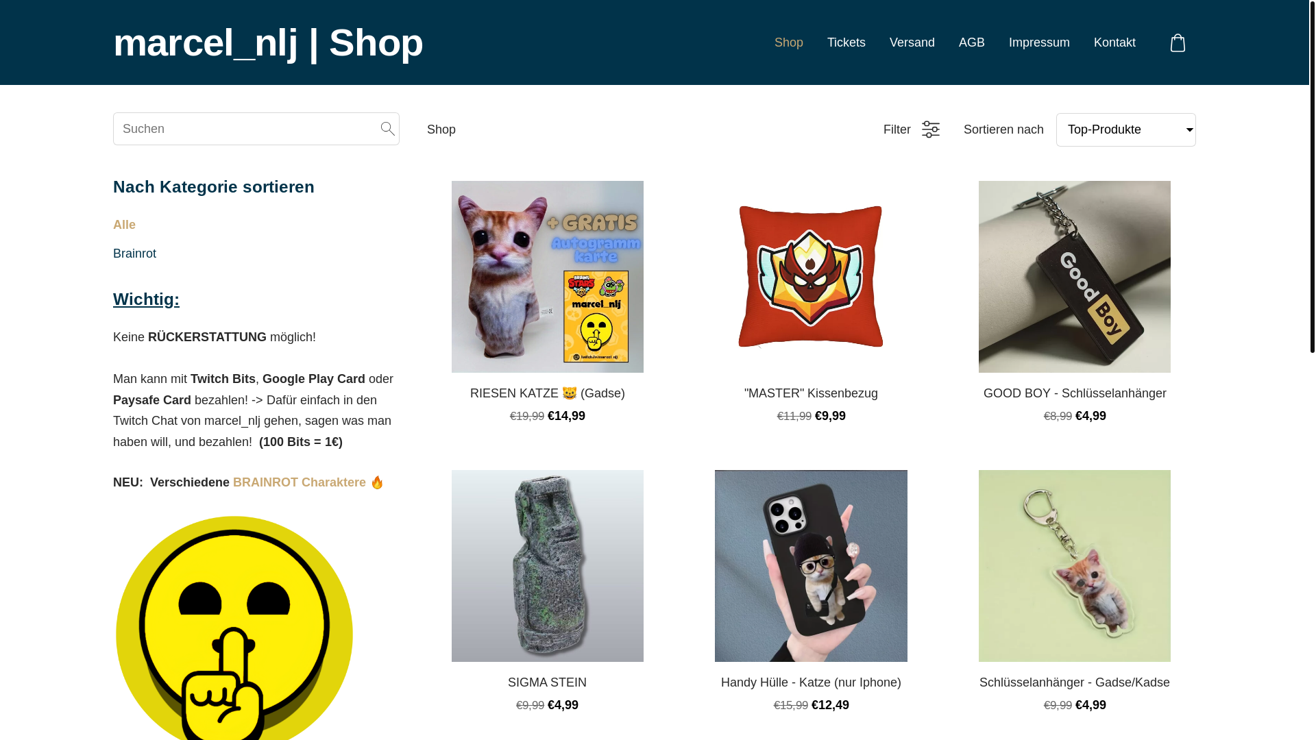 website screenshot of https://marcelnlj-shop.de/