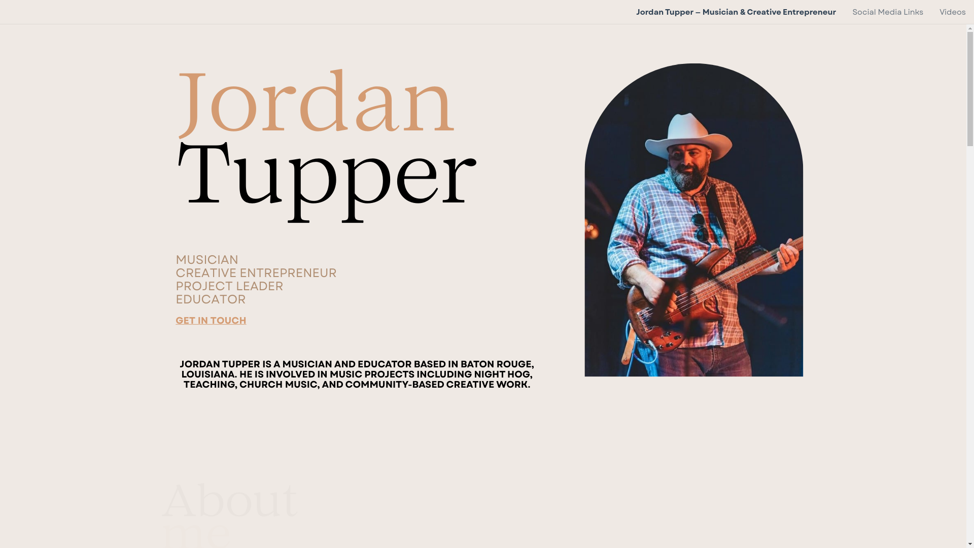 website screenshot of https://jordantuppermusic.com/