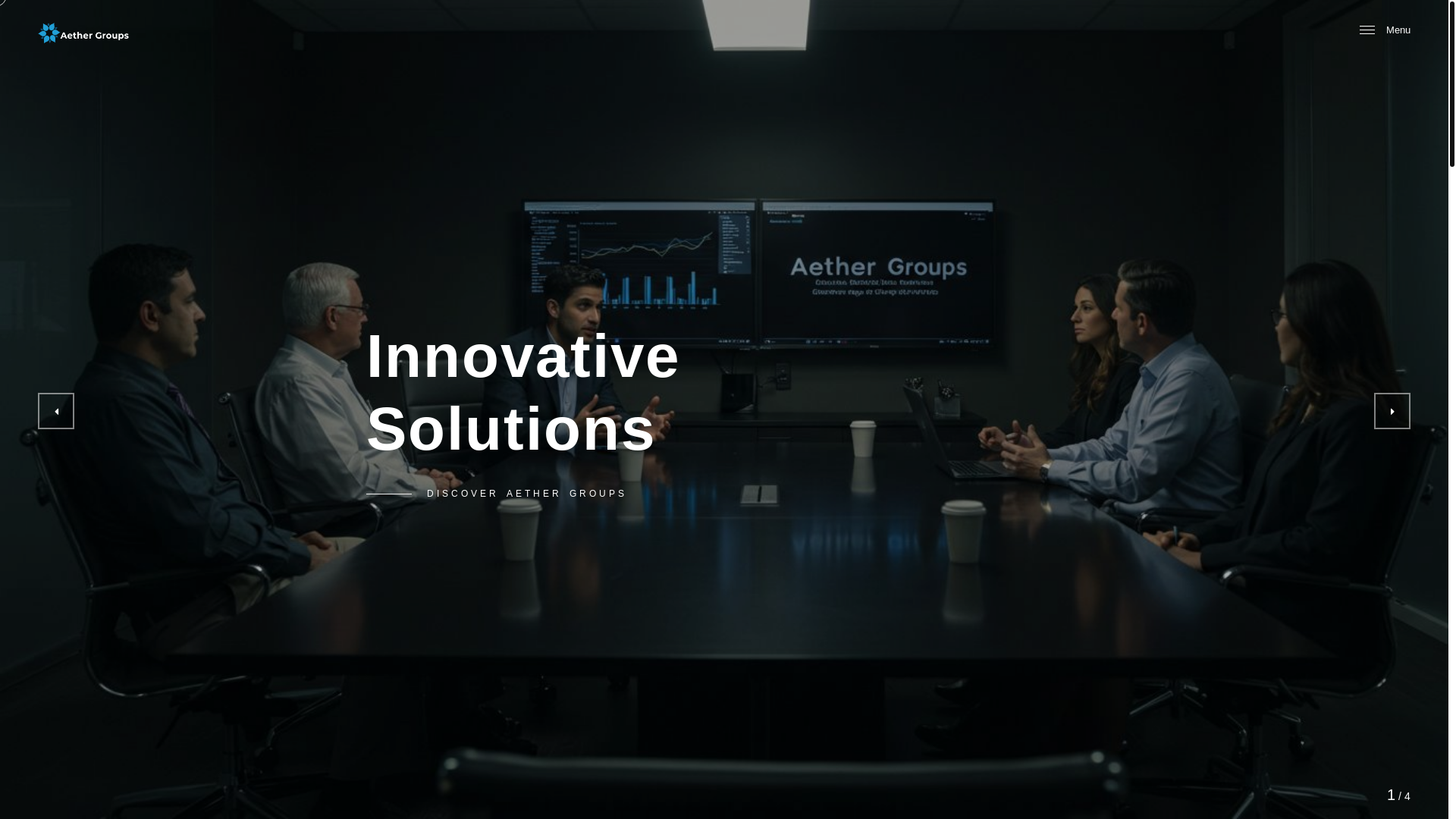 website screenshot of http://aethergroups.com