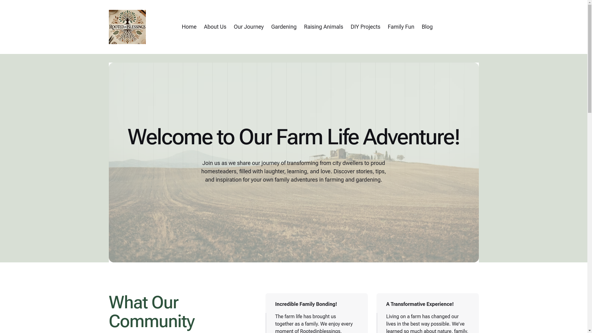 website screenshot of https://rootedinblessings.com/