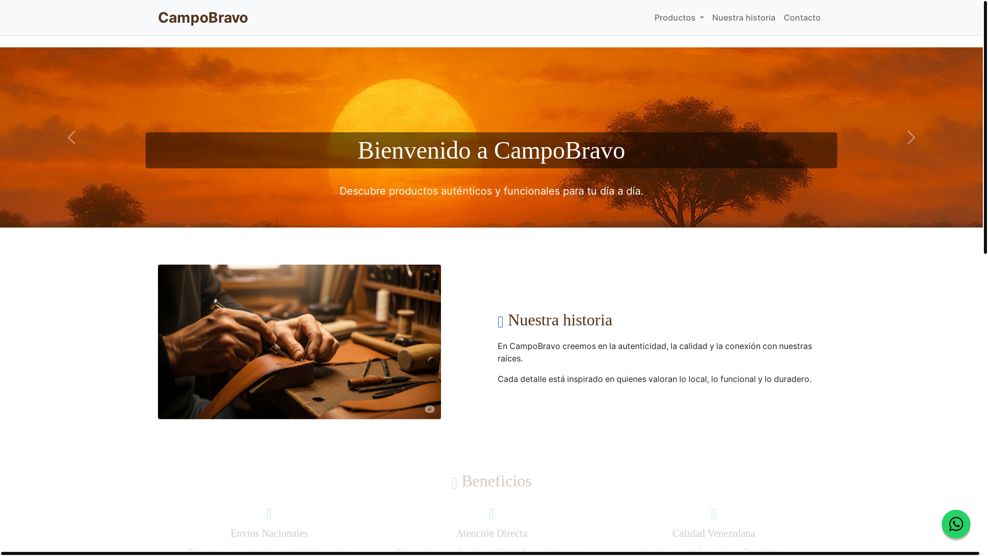 website screenshot of https://agrocampobravo.com/