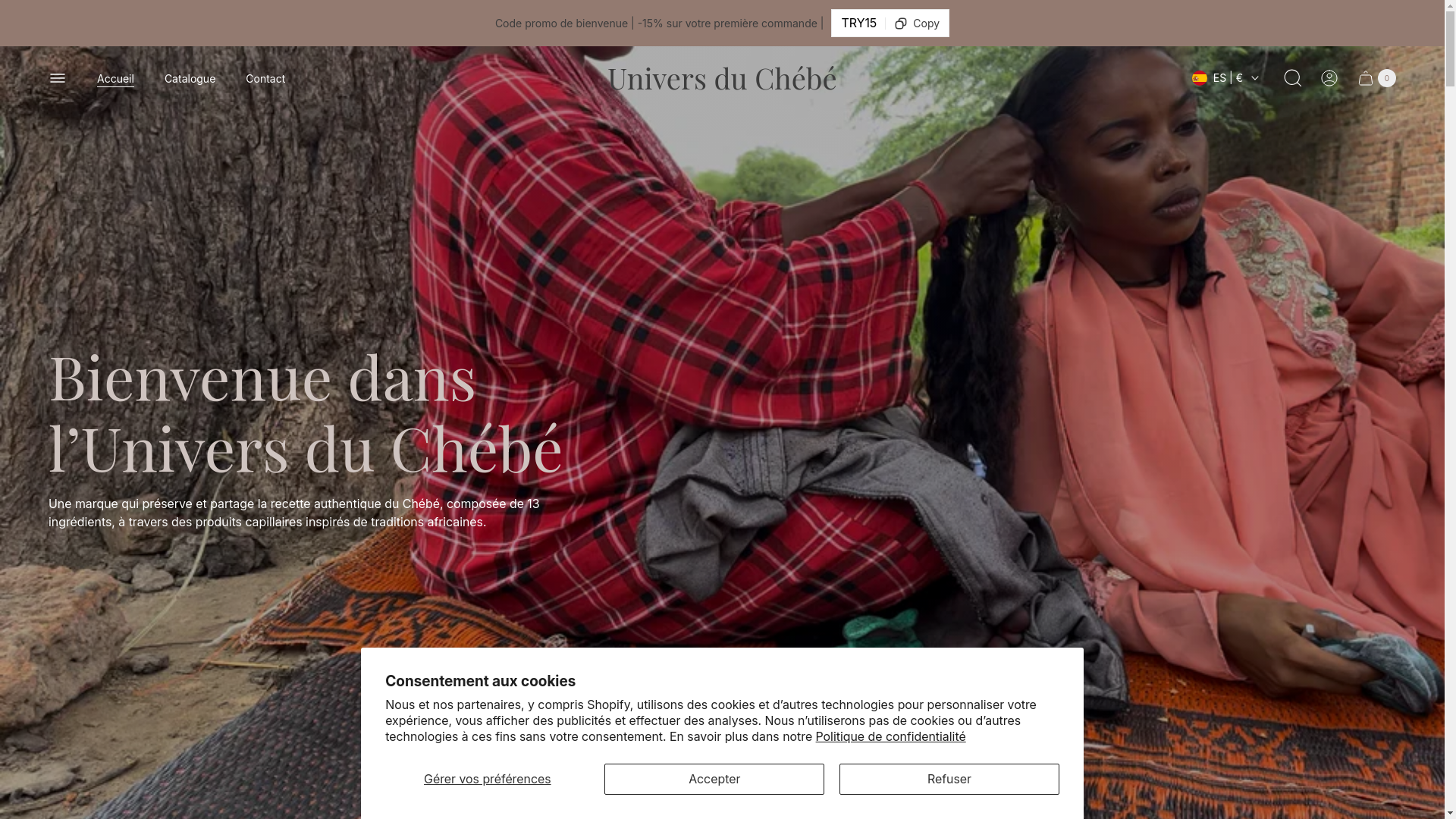 website screenshot of https://universduchebe.shop/