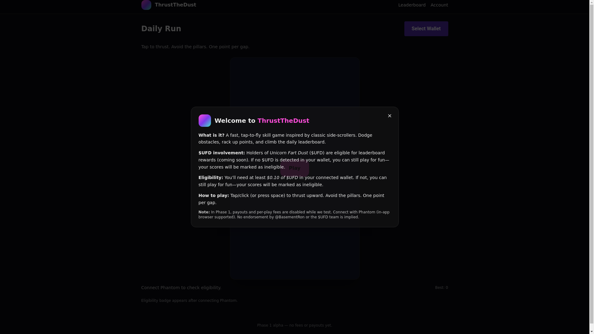 website screenshot of https://thrustthedust.com/