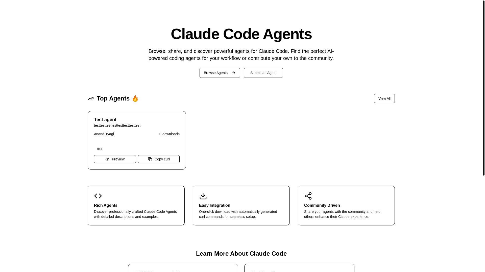 website screenshot of https://subagents.cc/