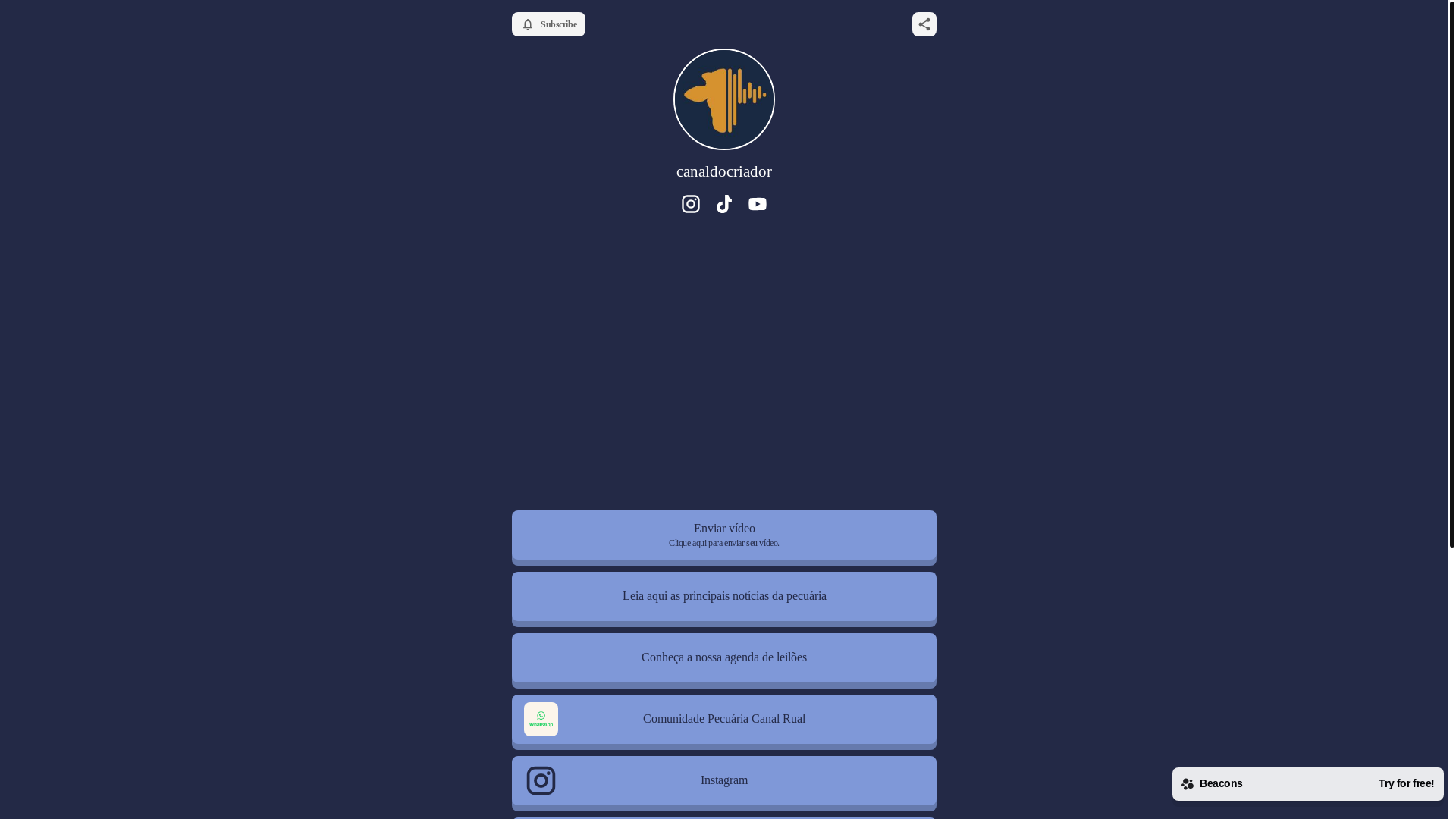website screenshot of https://canaldocriador.store/