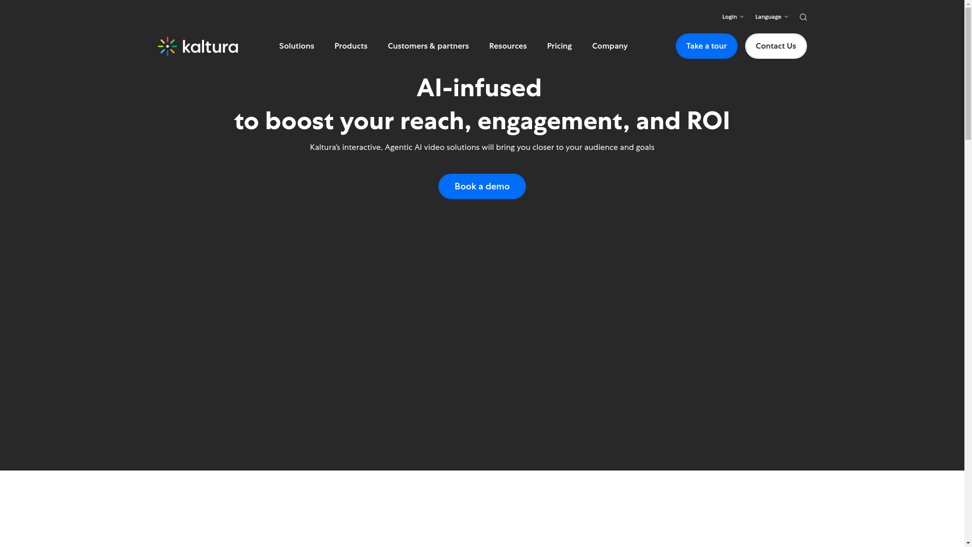 website screenshot of https://kaltura.com