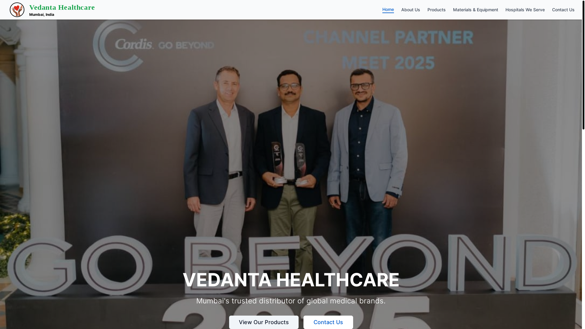 website screenshot of https://vedantahealthcare.org/
