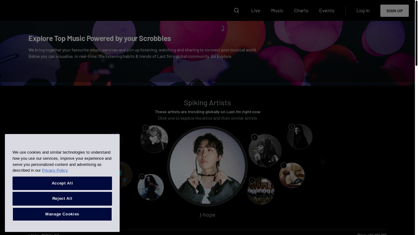 website screenshot of https://www.last.fm/