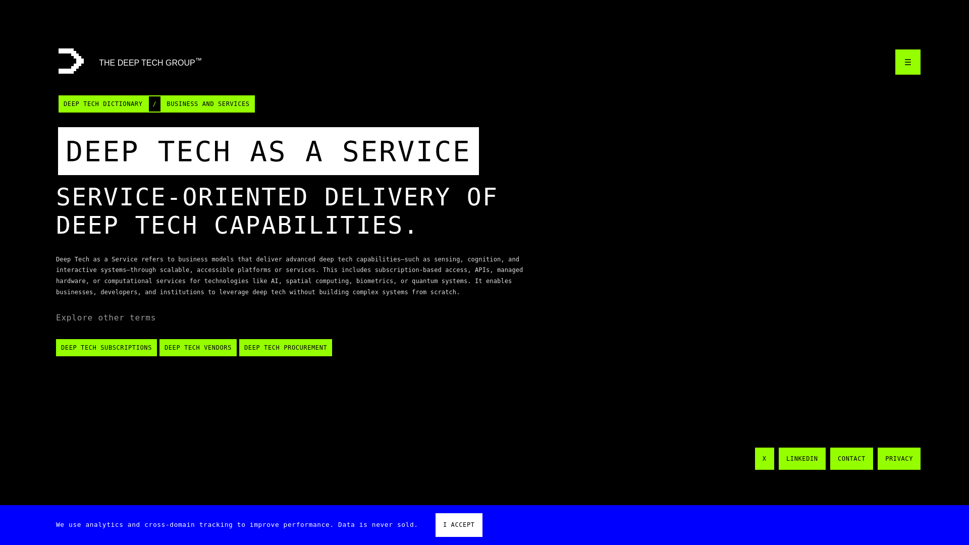 website screenshot of https://deeptechasaservice.com/
