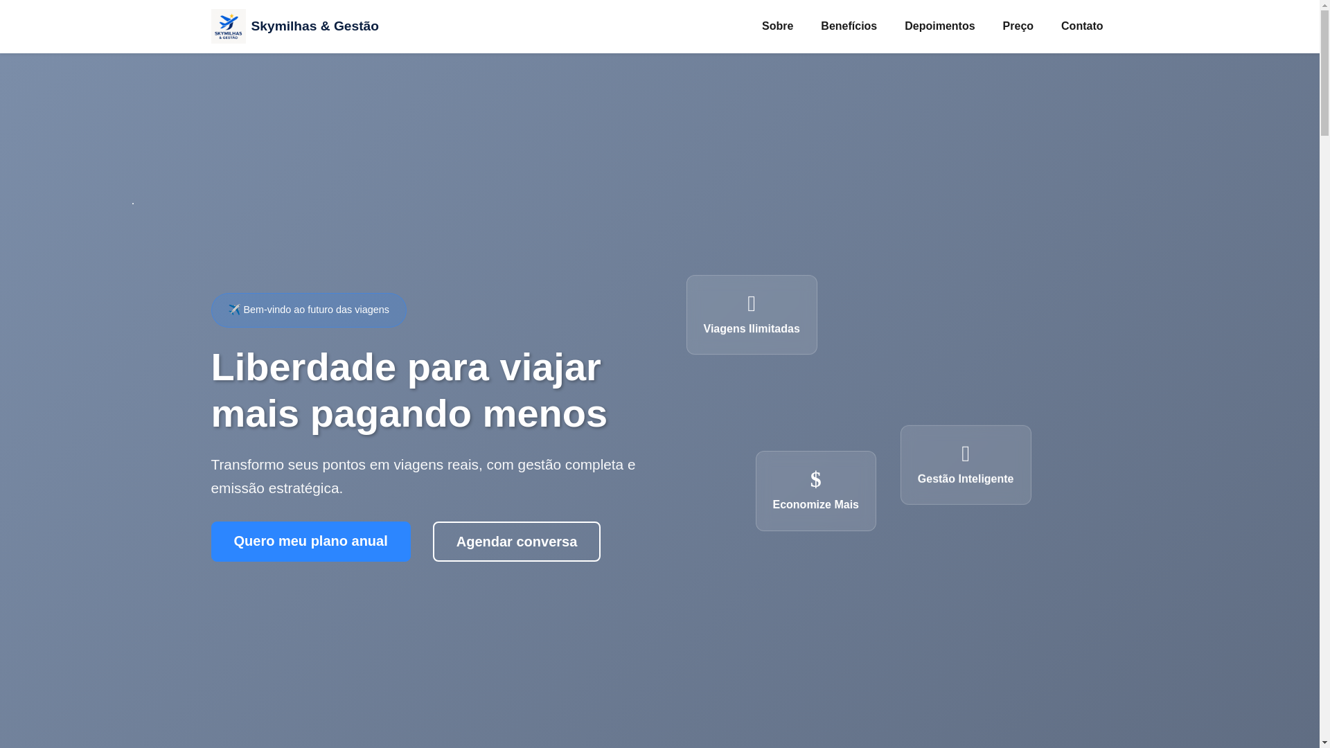 website screenshot of https://skymilhasegestao.com.br/