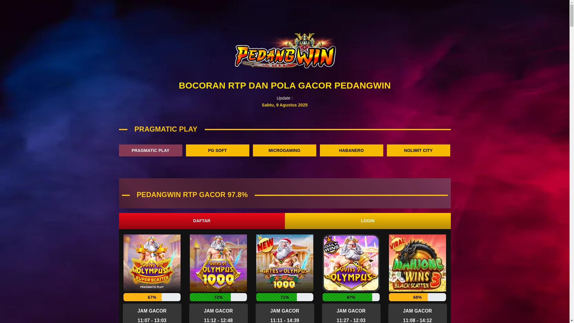 website screenshot of https://pedangwin-rtptajam.shop/