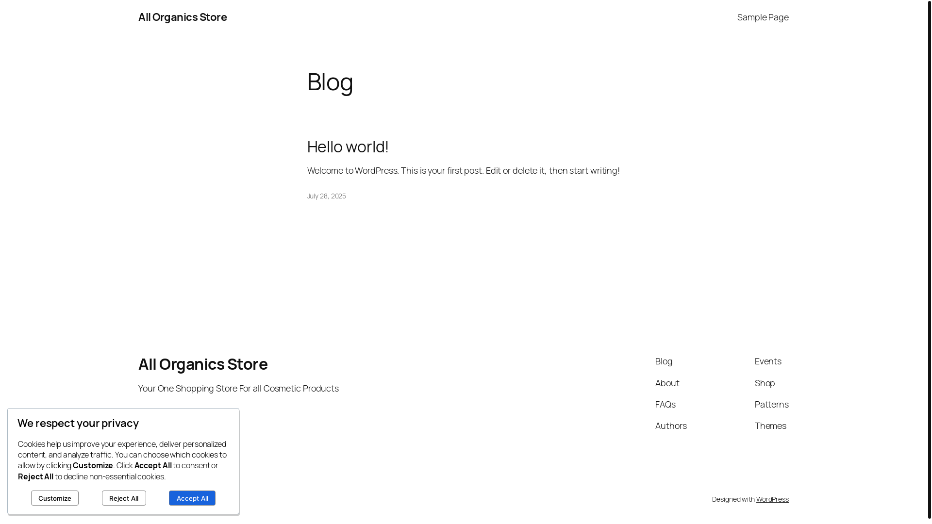 website screenshot of https://allorganicsstore.com/