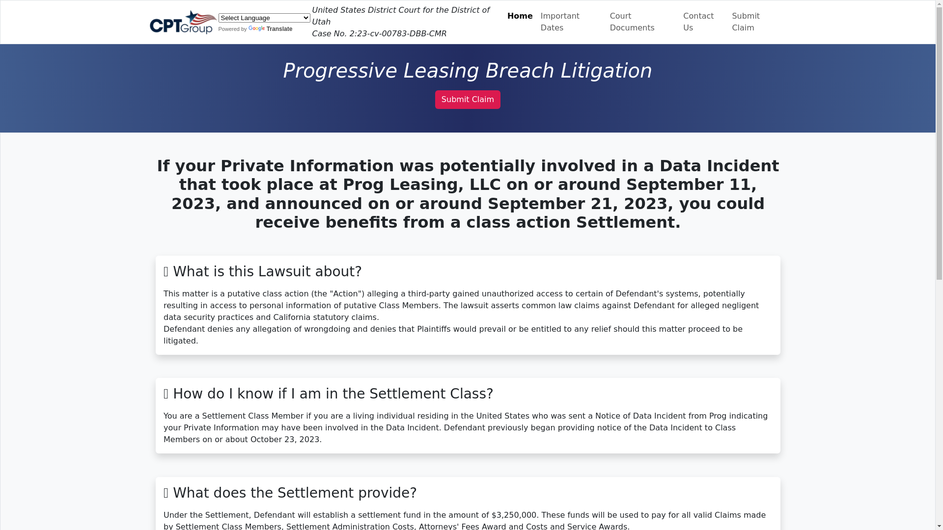 website screenshot of https://plsettlement.com/