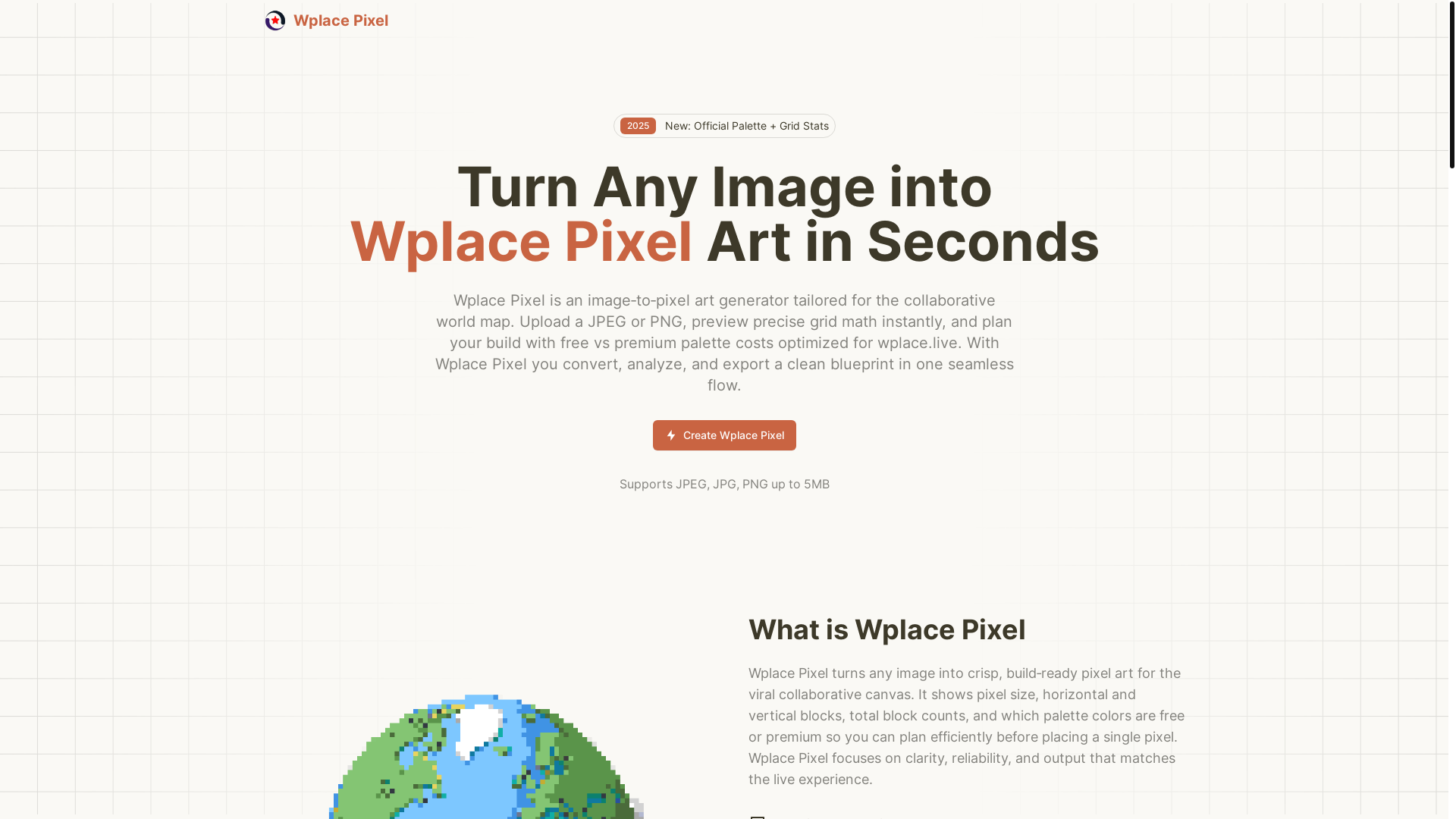 website screenshot of https://wplaceart.com/
