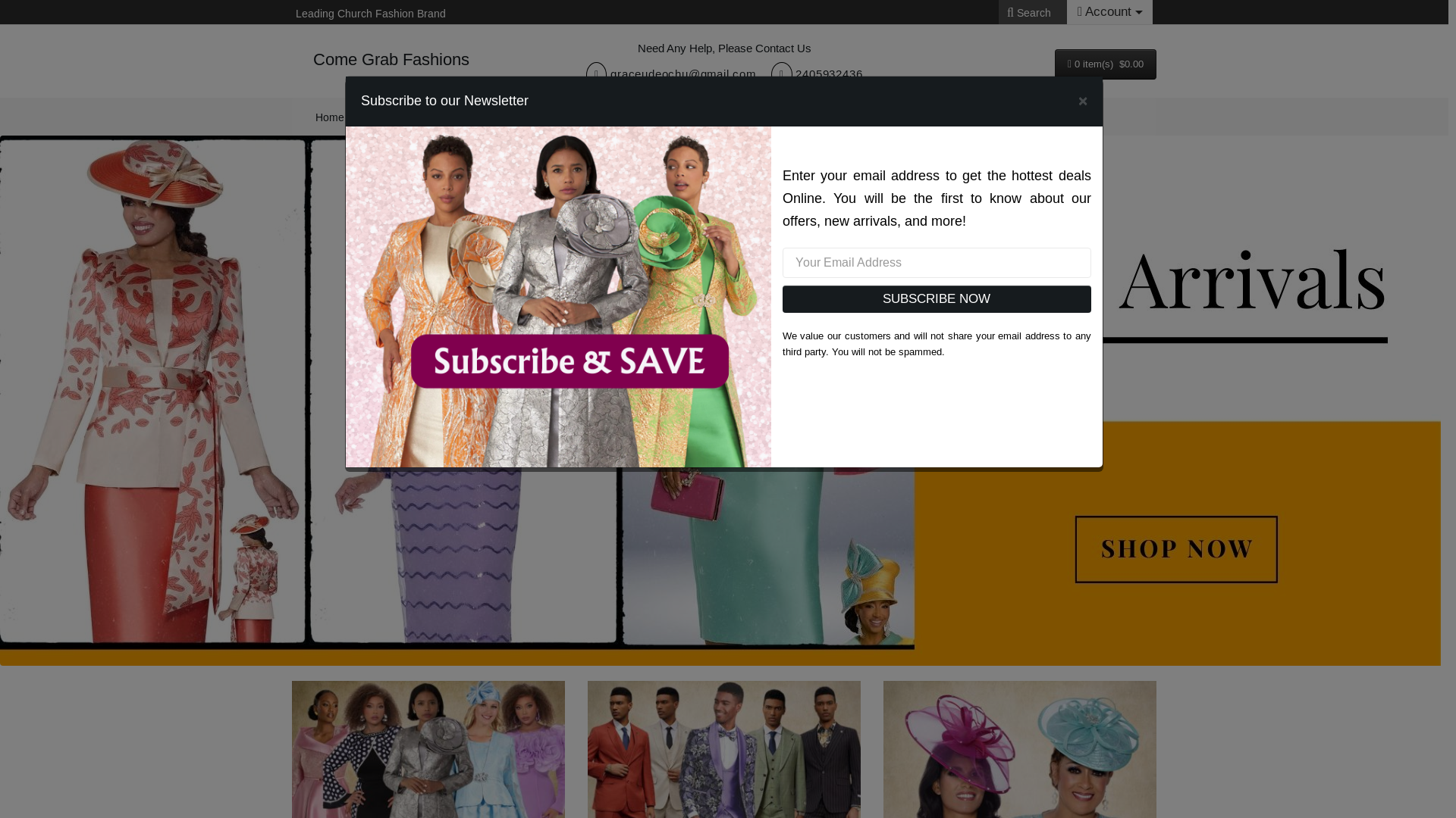 website screenshot of https://comegrabfashions.com/