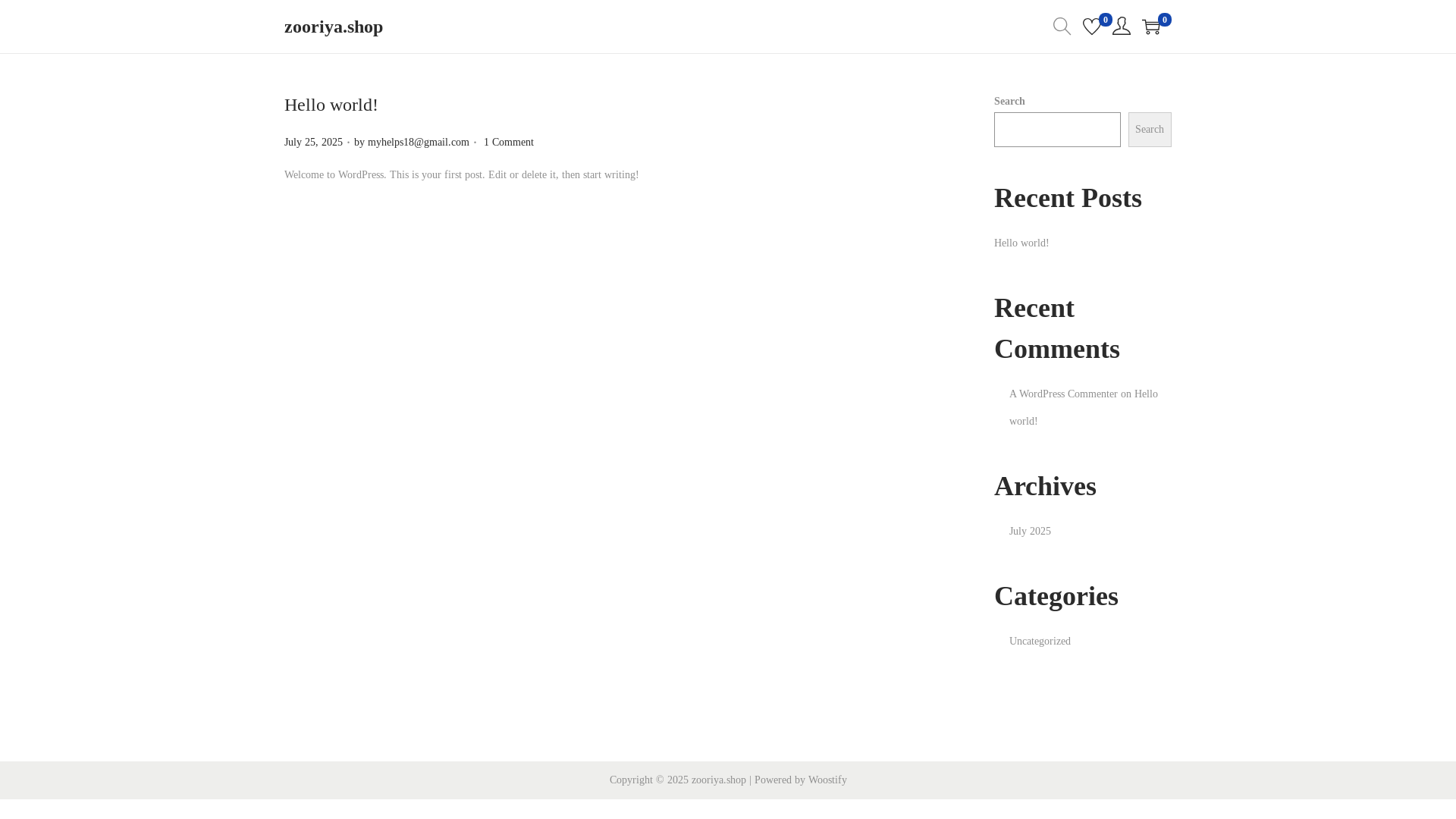 website screenshot of https://zooriya.shop/