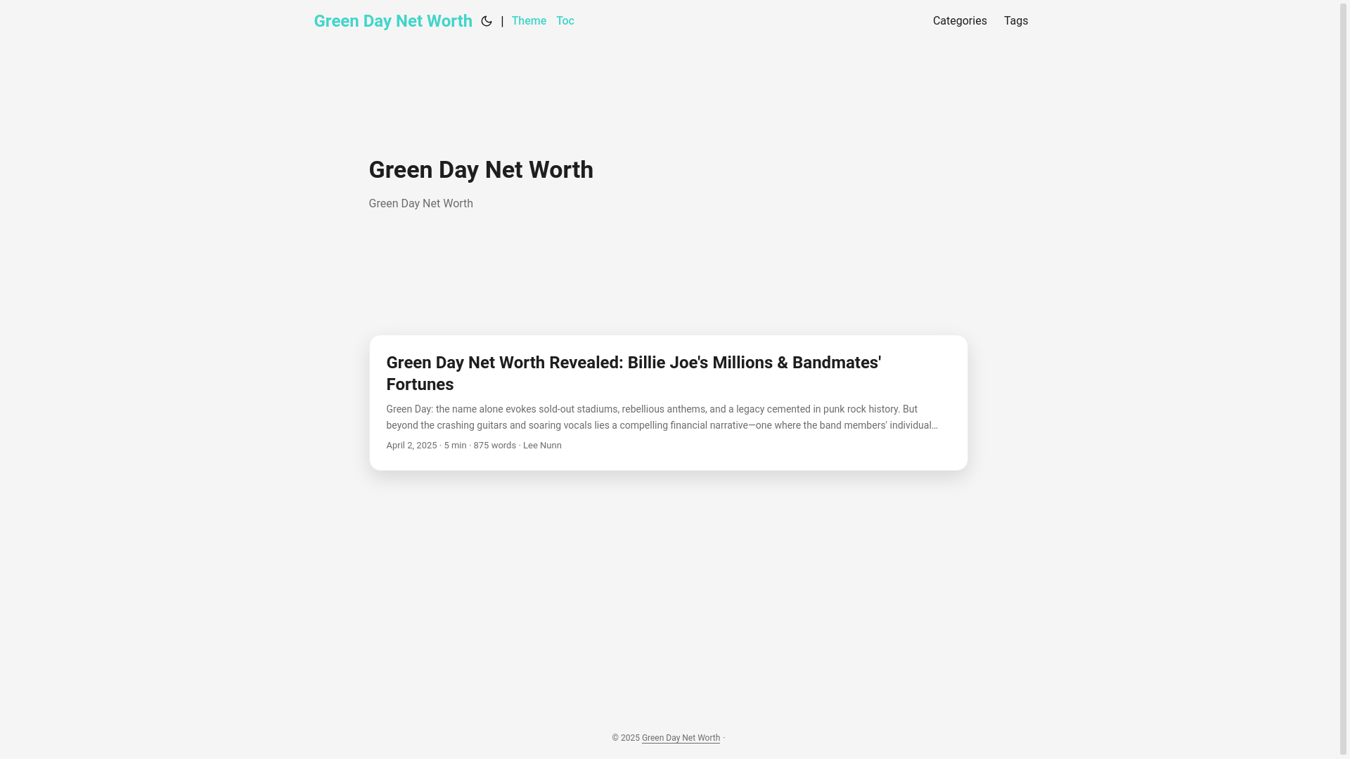website screenshot of https://green-day-net-worth.pages.dev/