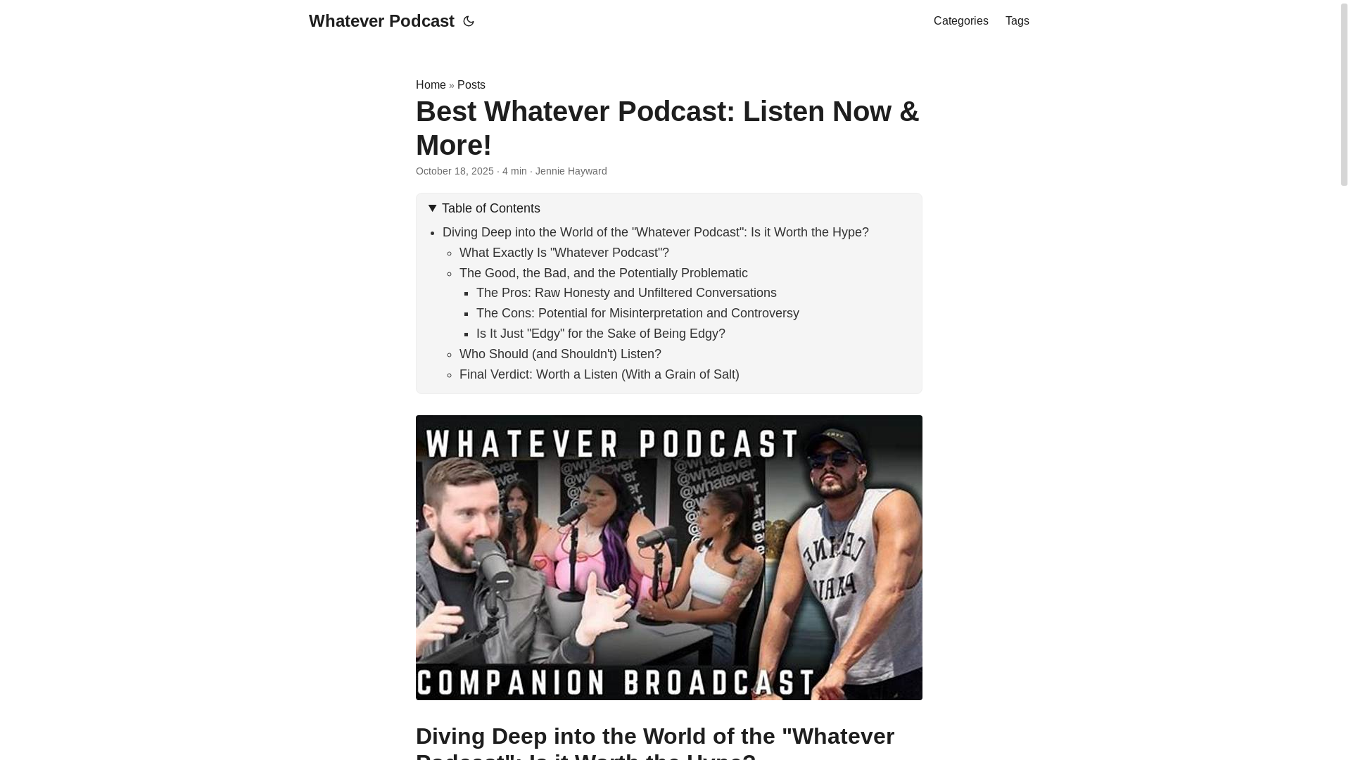 website screenshot of https://whatever-podcast.pages.dev/