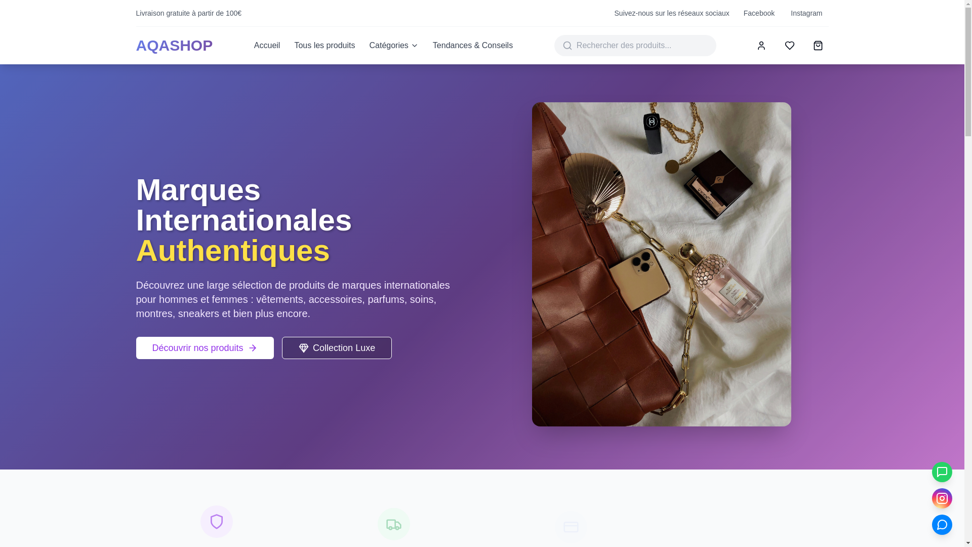 website screenshot of https://aqashopluxe.com/