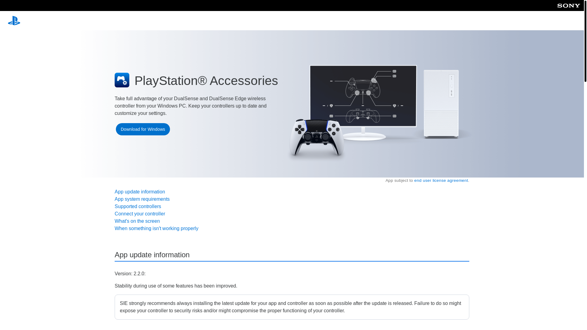 website screenshot of https://controller.dl.playstation.net/controller/lang/en/2100004.html