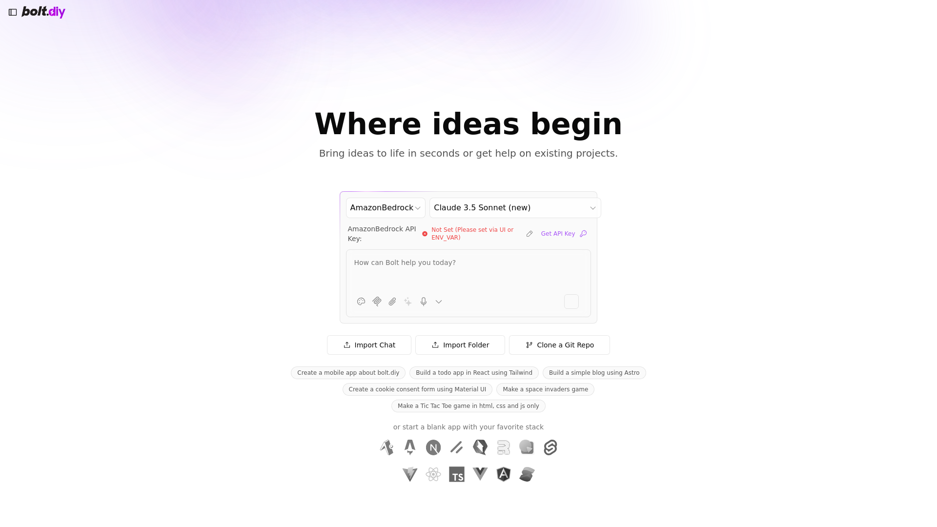 website screenshot of https://bolt-diy-crk.pages.dev/