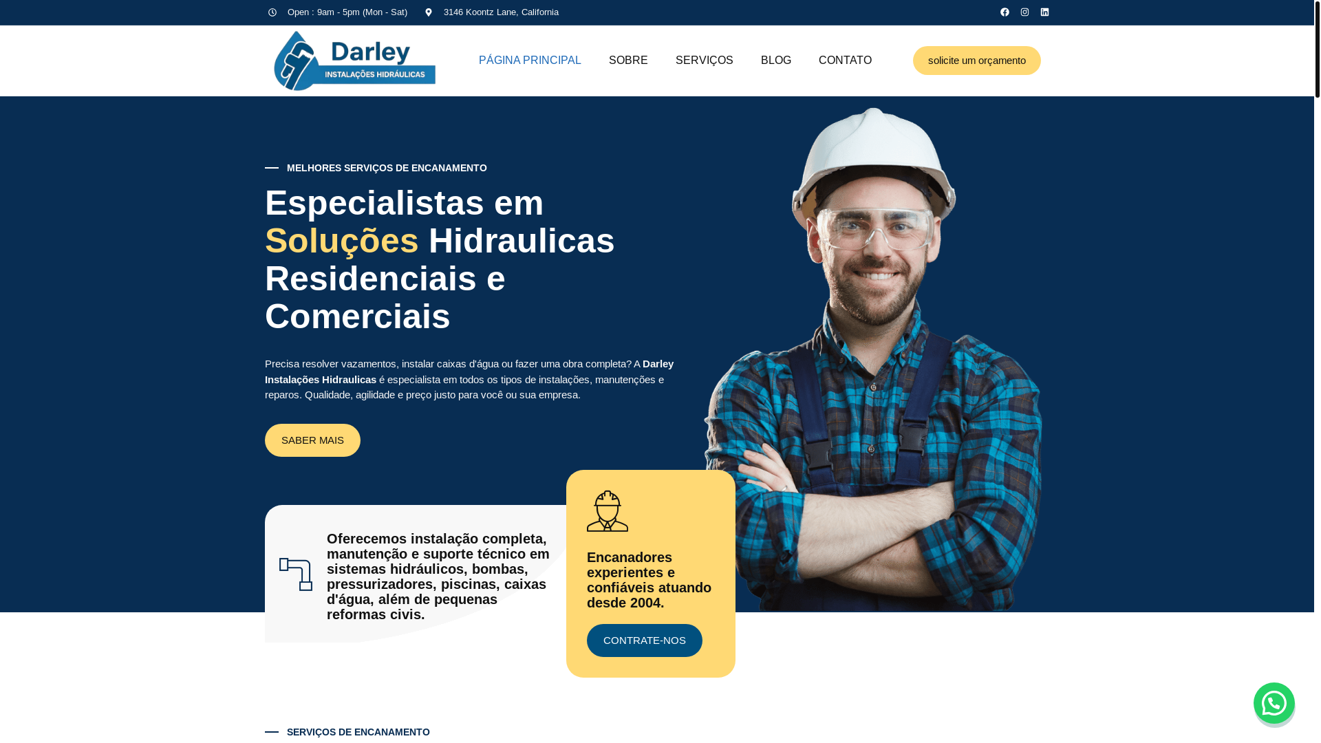 website screenshot of https://darleyinstalacoes.com.br/