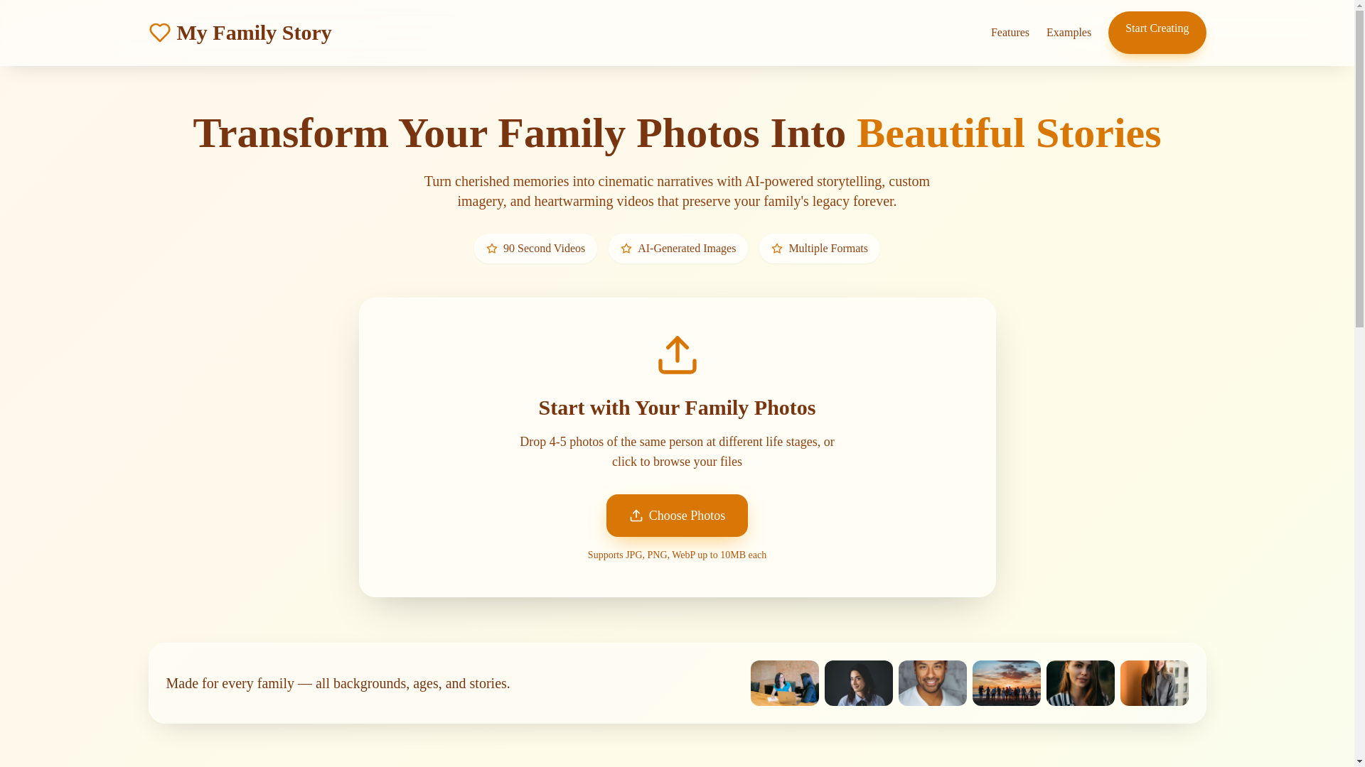 website screenshot of https://myfamilystory.app/