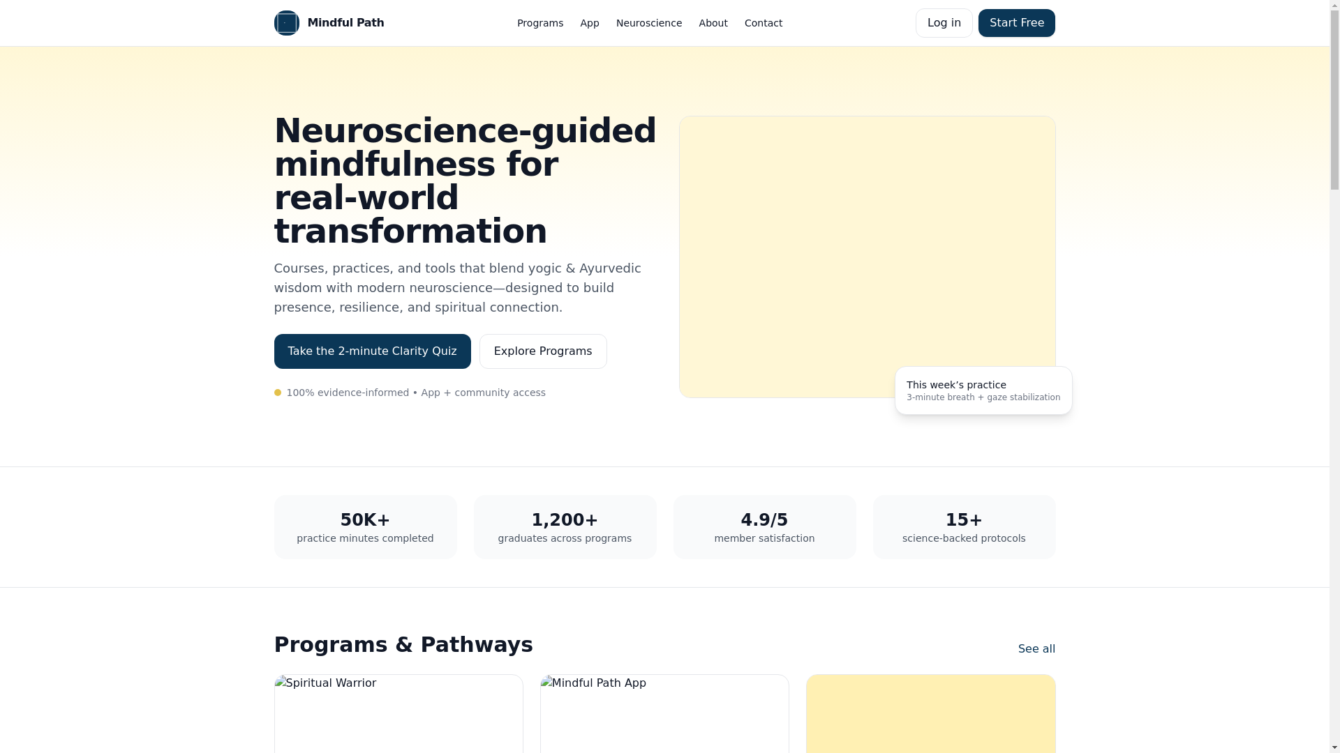 website screenshot of https://mindfulpath.pages.dev/