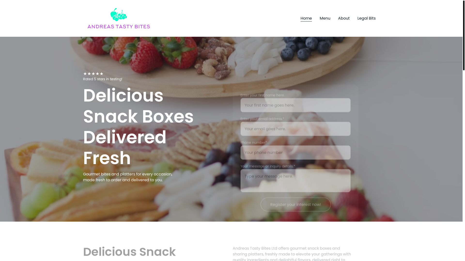 website screenshot of https://andreastastybites.co.uk/