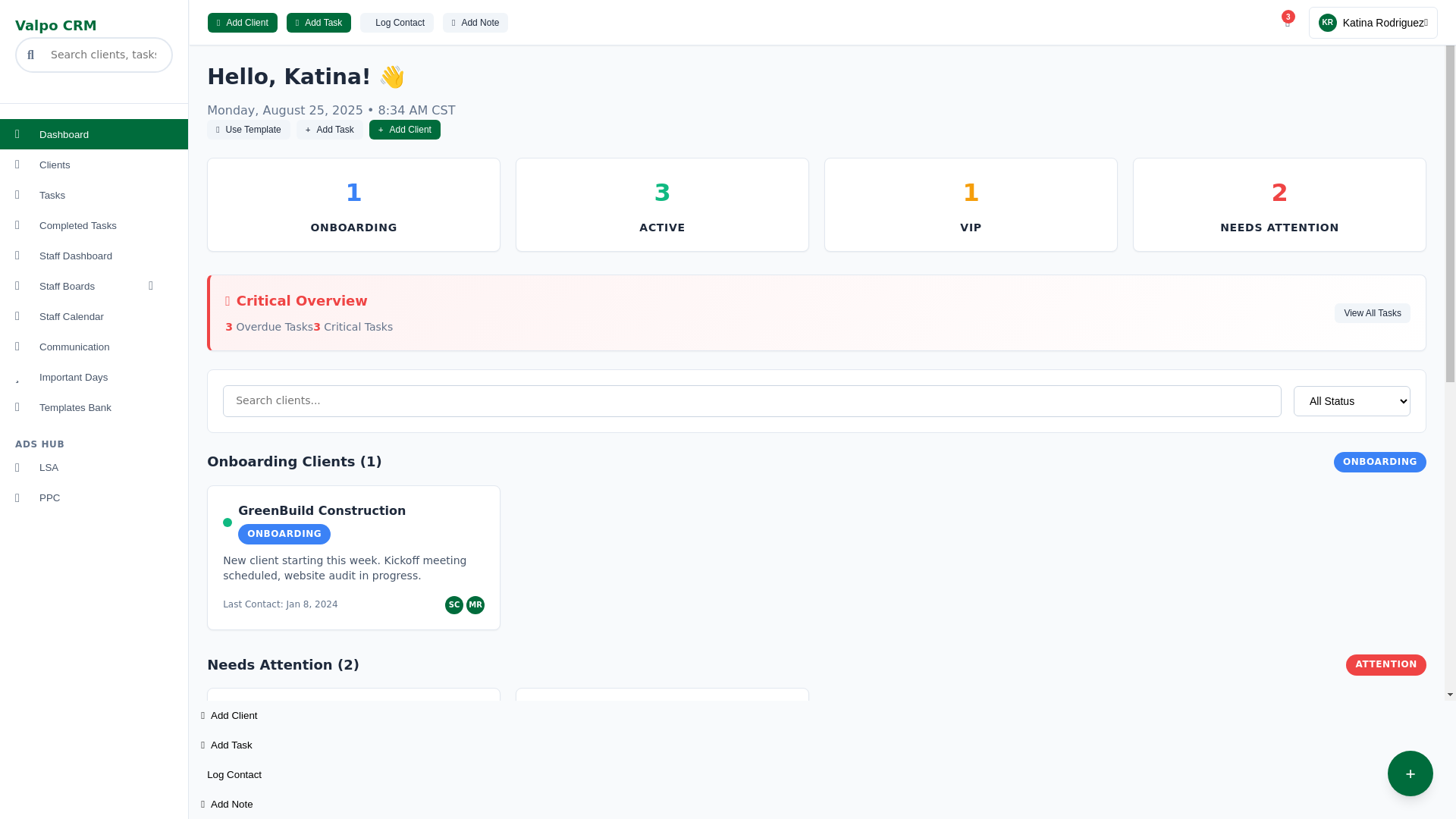 website screenshot of https://valpo-crm-enterprise.pages.dev/