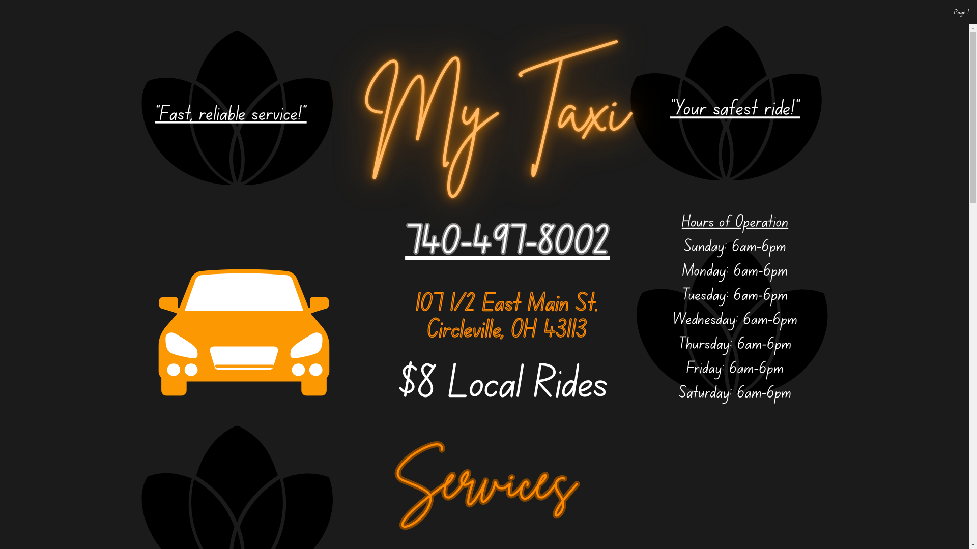 website screenshot of https://mytaxicircleville.com/