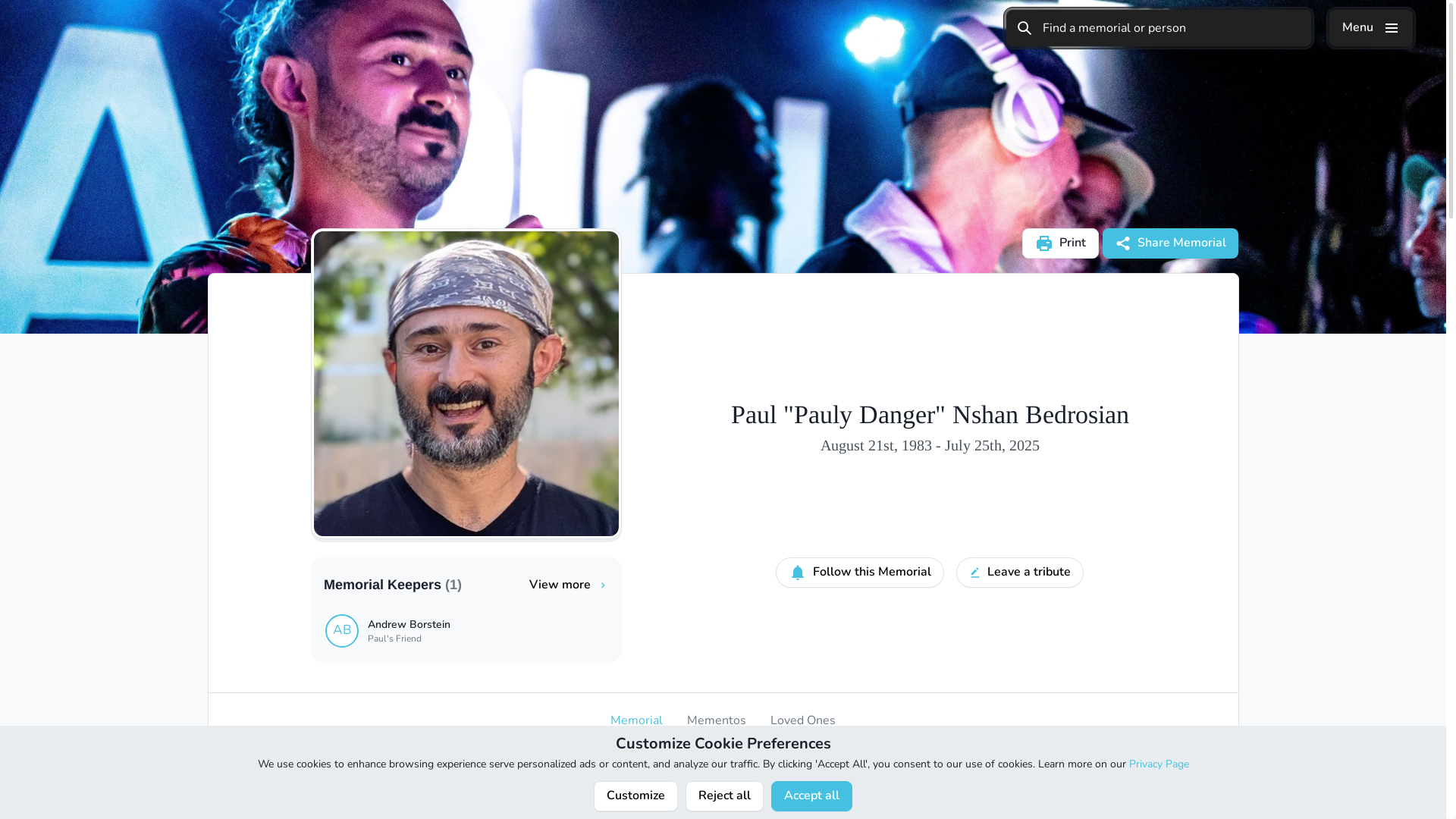 website screenshot of https://paulbedrosian.com/