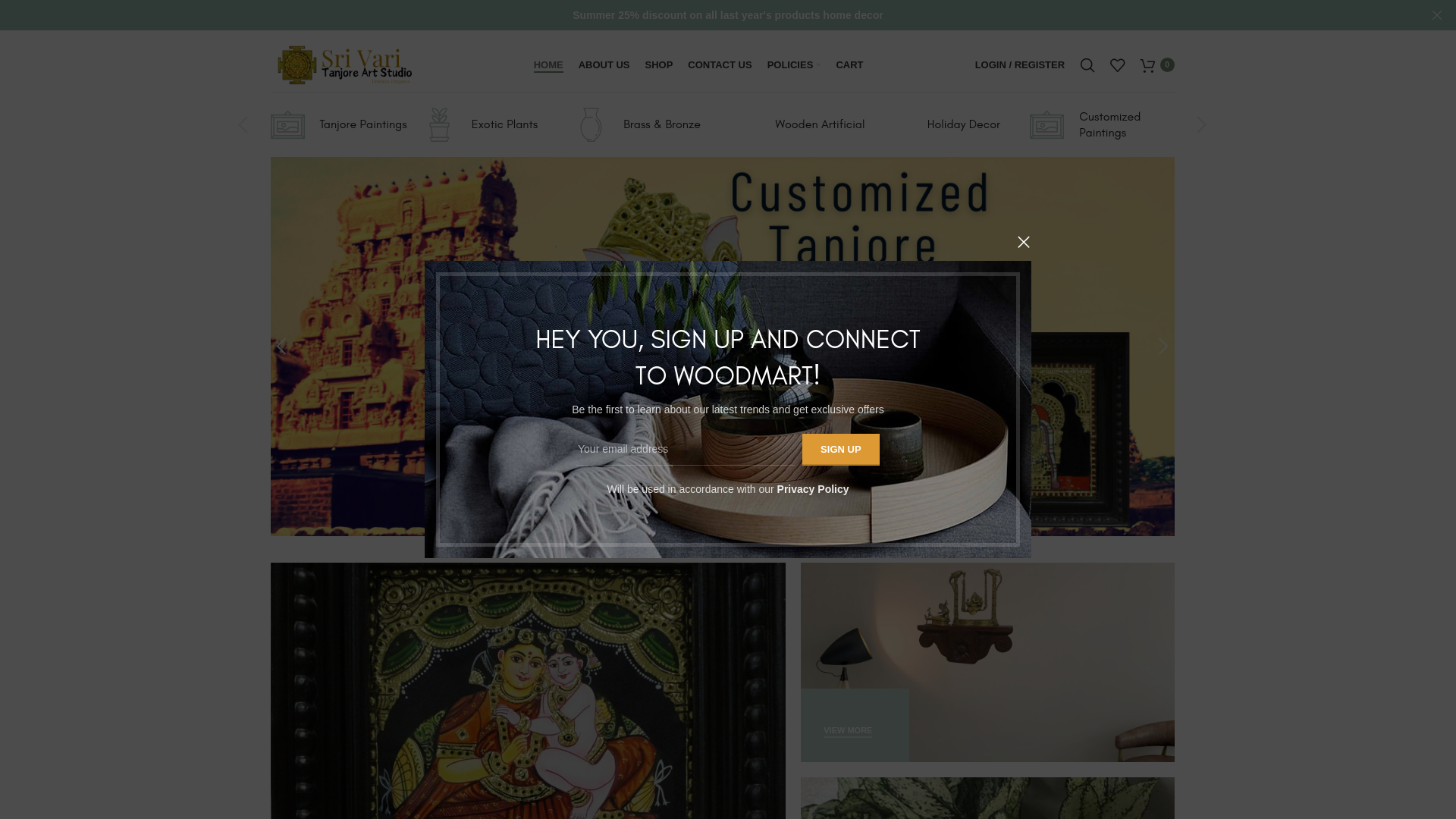 website screenshot of https://srivaritanjoreart.com/