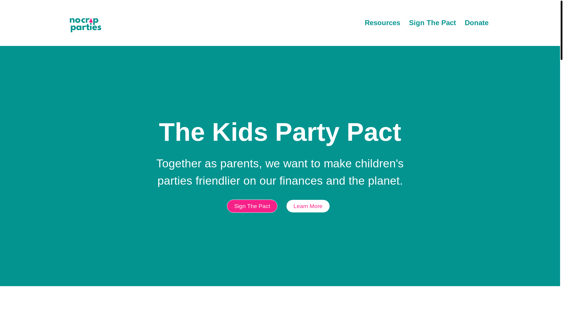 website screenshot of https://kidspartypact.org/