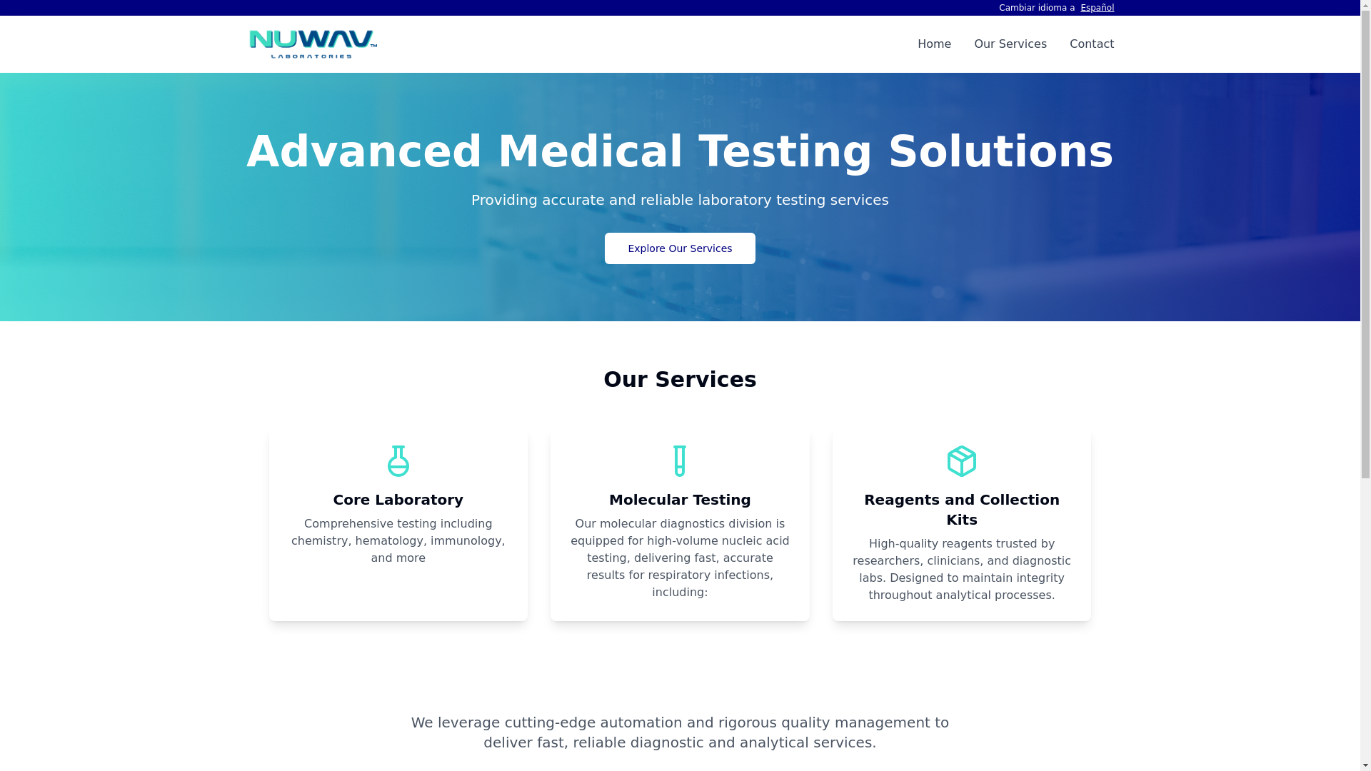 website screenshot of https://nuwav-laboratories.pages.dev/